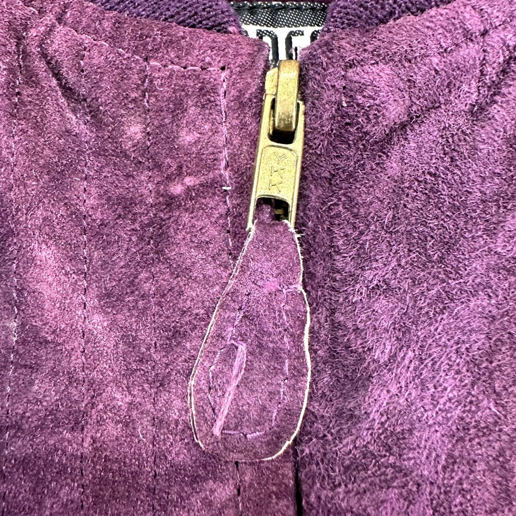 Bell VINTAGE Greg Bell Jacket Womens M Purple Bomber Leather Suede Solid 90s Women Zip Jacket Size M / US 6-8 / IT 42-44 - 4 Thumbnail