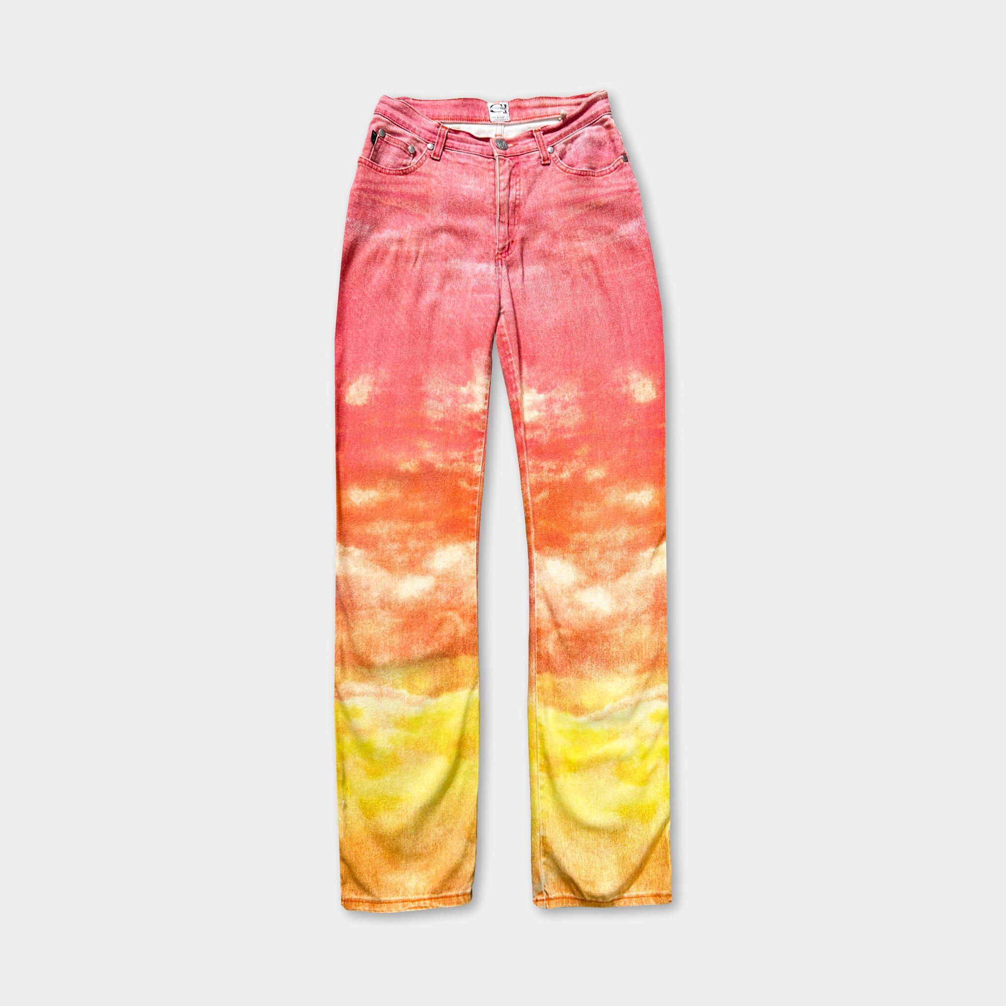Roberto Cavalli Cavalli Jeans 2000's Pink Orange Gradient Denim Jeans Size US 29 - 1 Thumbnail
