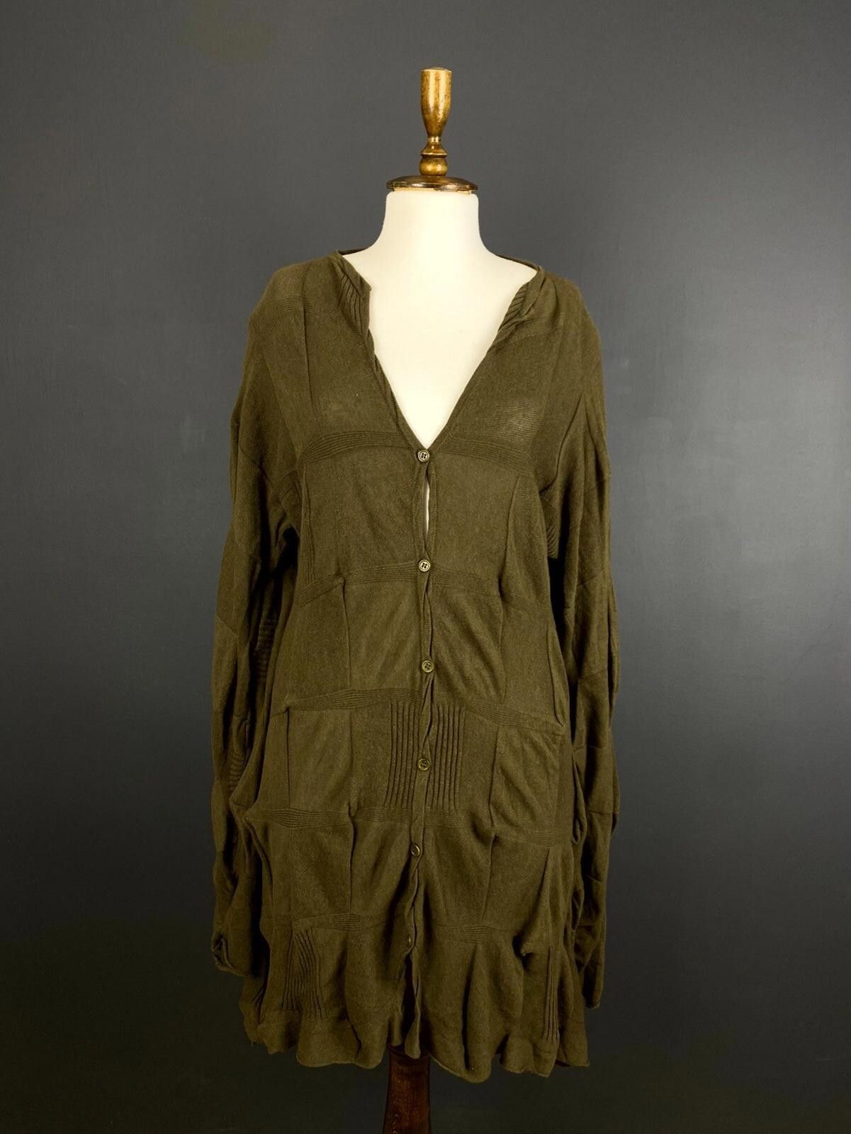 OSKA Khaki Wool Knit Long Sleeve Lagenlook Dress Size 2