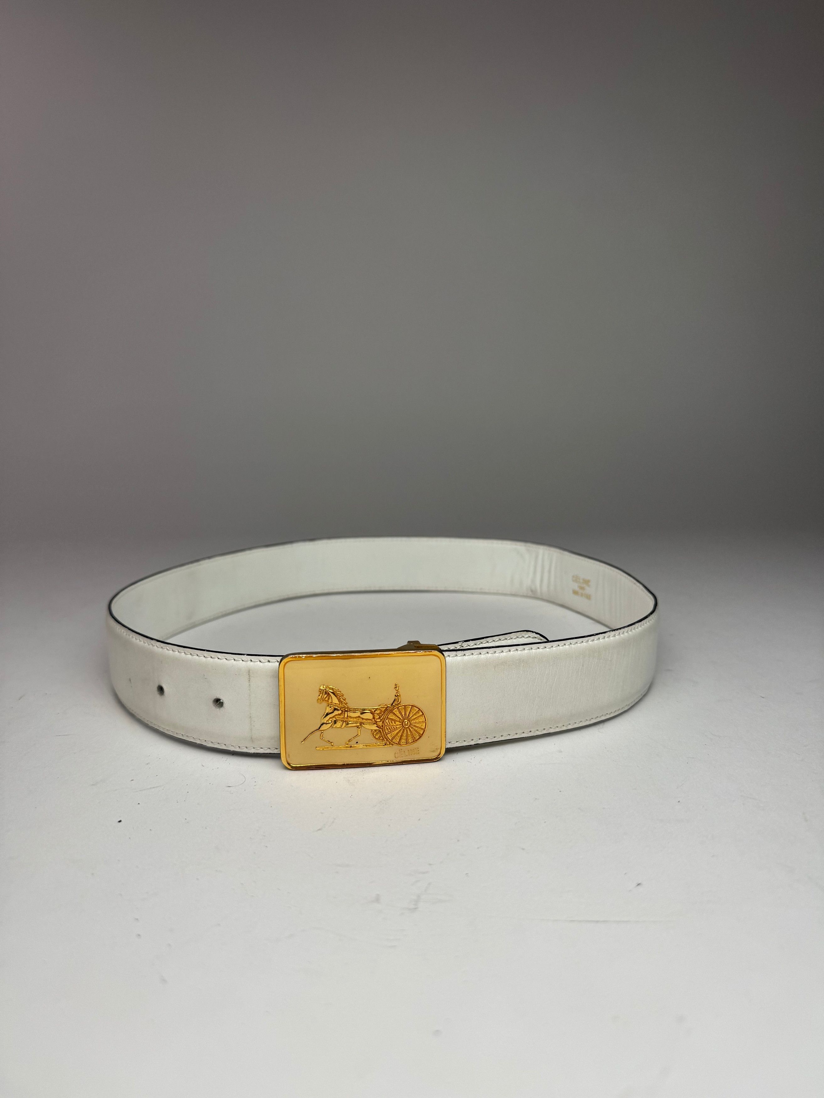 Celine Vintage Leather belt white Size ONE SIZE - 1 Thumbnail