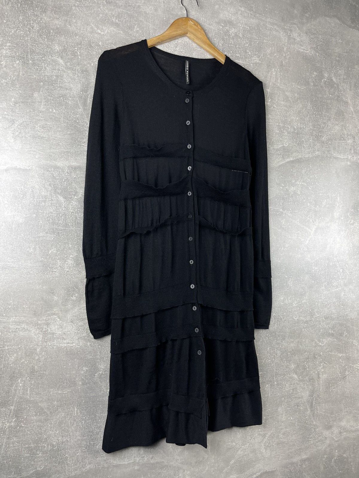 Other Liviana Conti Merino Wool Knit Dress Black Front Long Sleeve Size M / US 6-8 / IT 42-44 - 4 Thumbnail