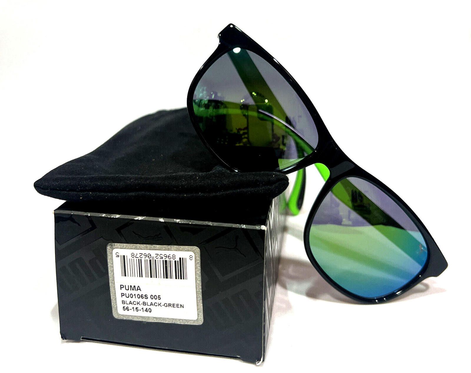Puma Puma PU0106S 005 Black Green Mirror Sunglasses 56-15 140 Size ONE SIZE - 7 Thumbnail
