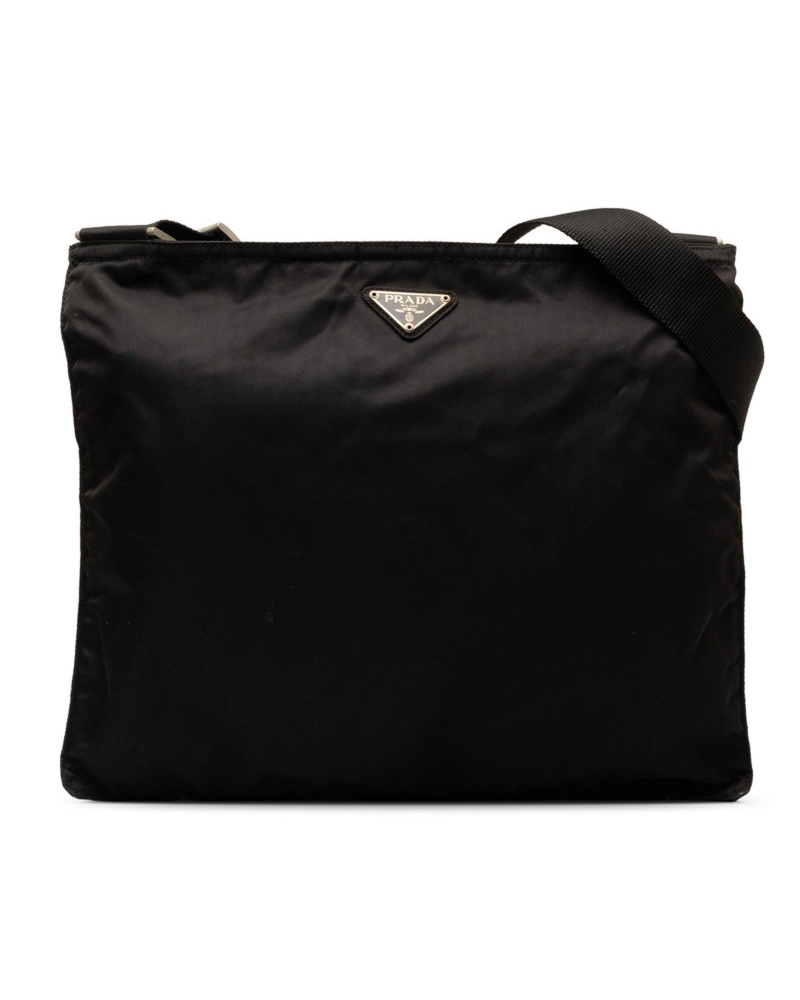 image of Prada Black Tessuto Messenger Bag, Women's