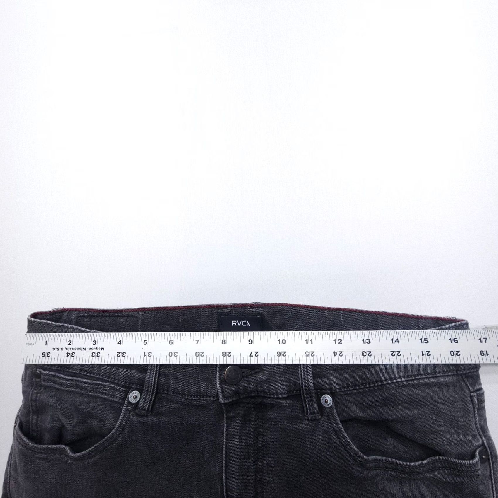 RVCA RVCA Jeans Mens 33 Black Denim Straight Slim Inseam 30" 5-Pocket Logo Vintage: No Size US 33 - 6 Thumbnail