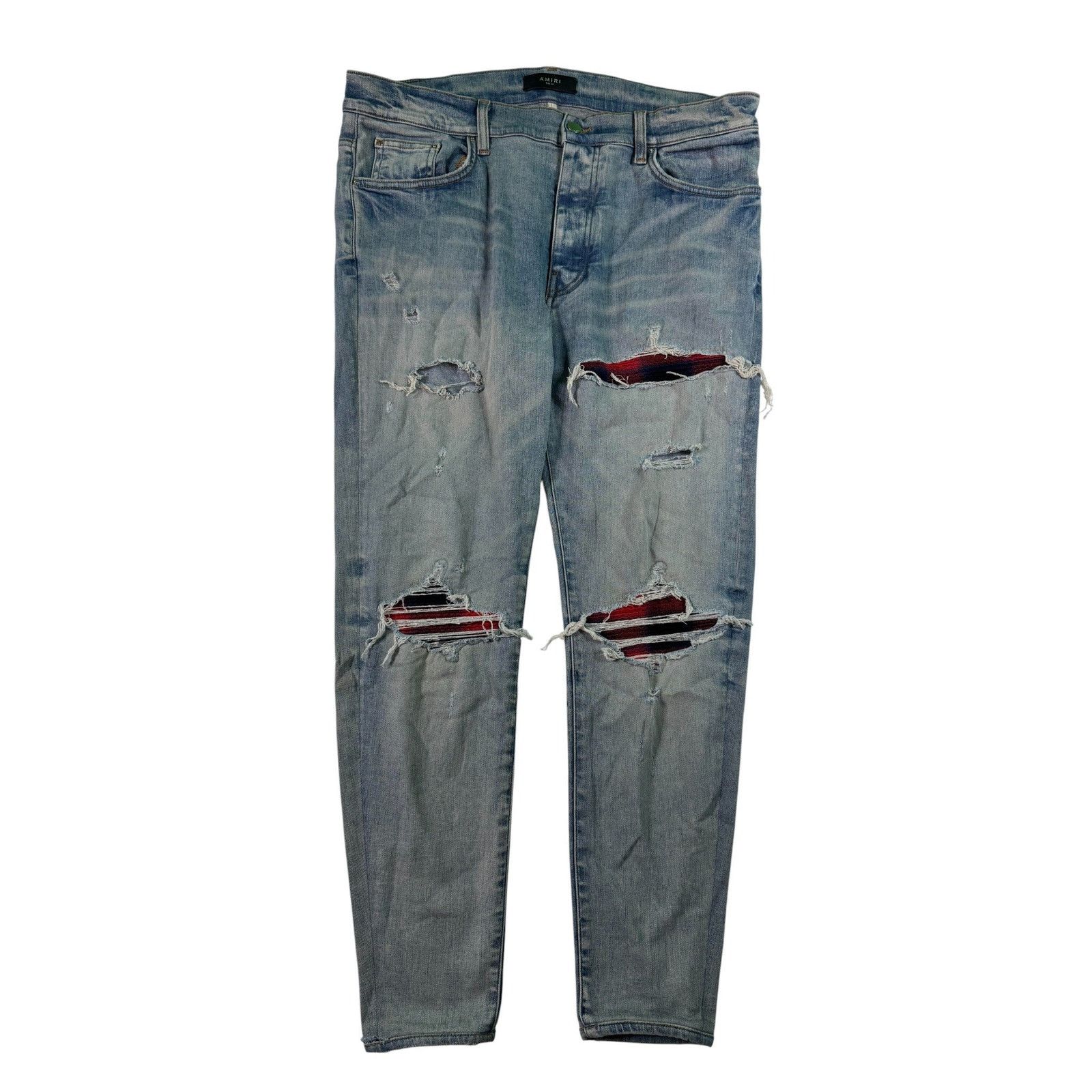 Amiri Amiri MX1 Light Wash, Blue & Red Patch Jeans Size US 36 / EU 52 - 1 Thumbnail