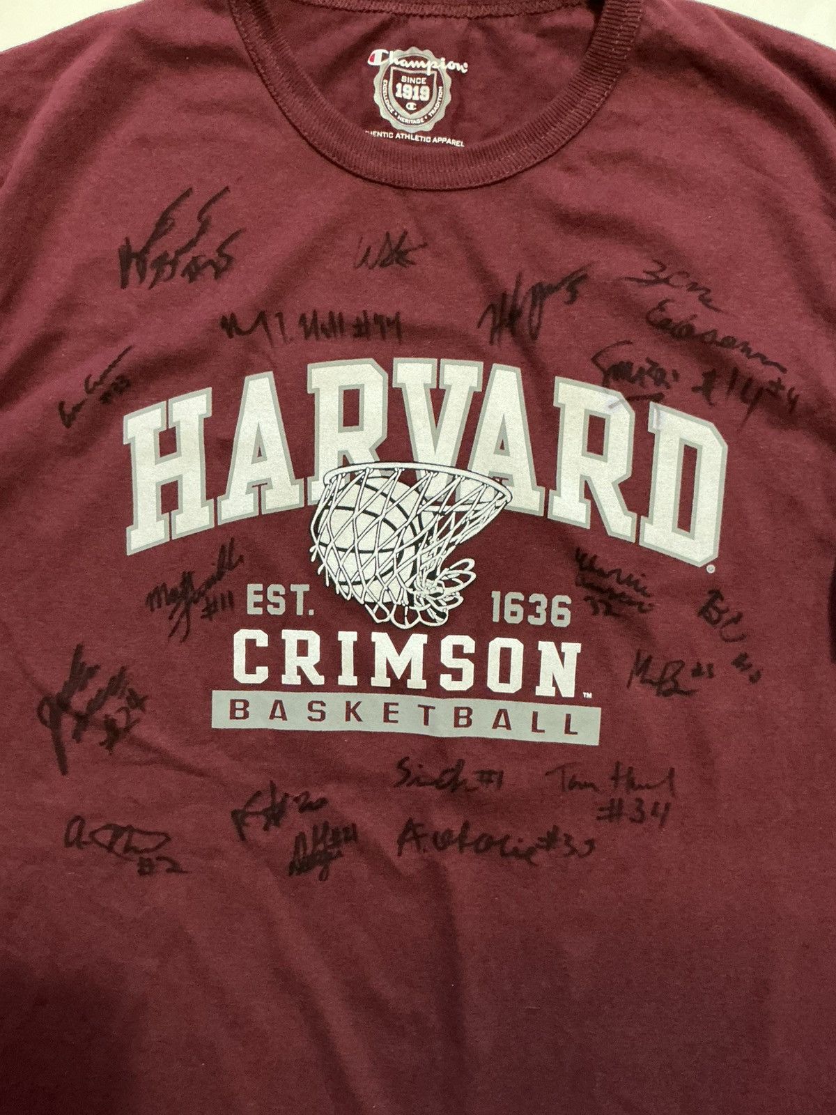 Champion Champion Harvard Crimson Basketball Autographed T-Shirt Size US L / EU 52-54 / 3 - 1 Thumbnail