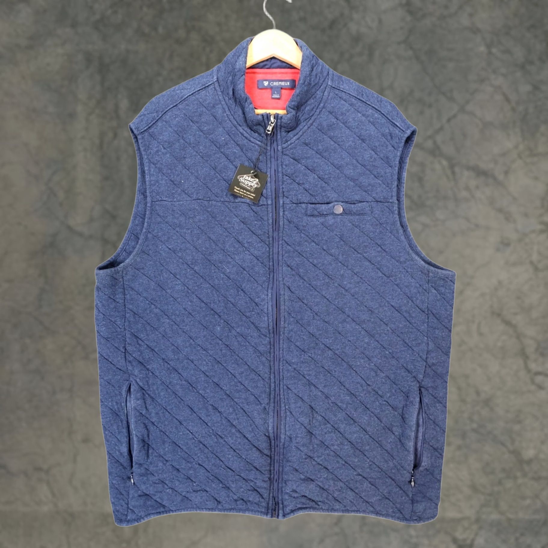 Cremieux Cremieux Vest Mens Large Blue Quilted Full Zip Mock Neck Sleeveless Size US L / EU 52-54 / 3 - 1 Thumbnail