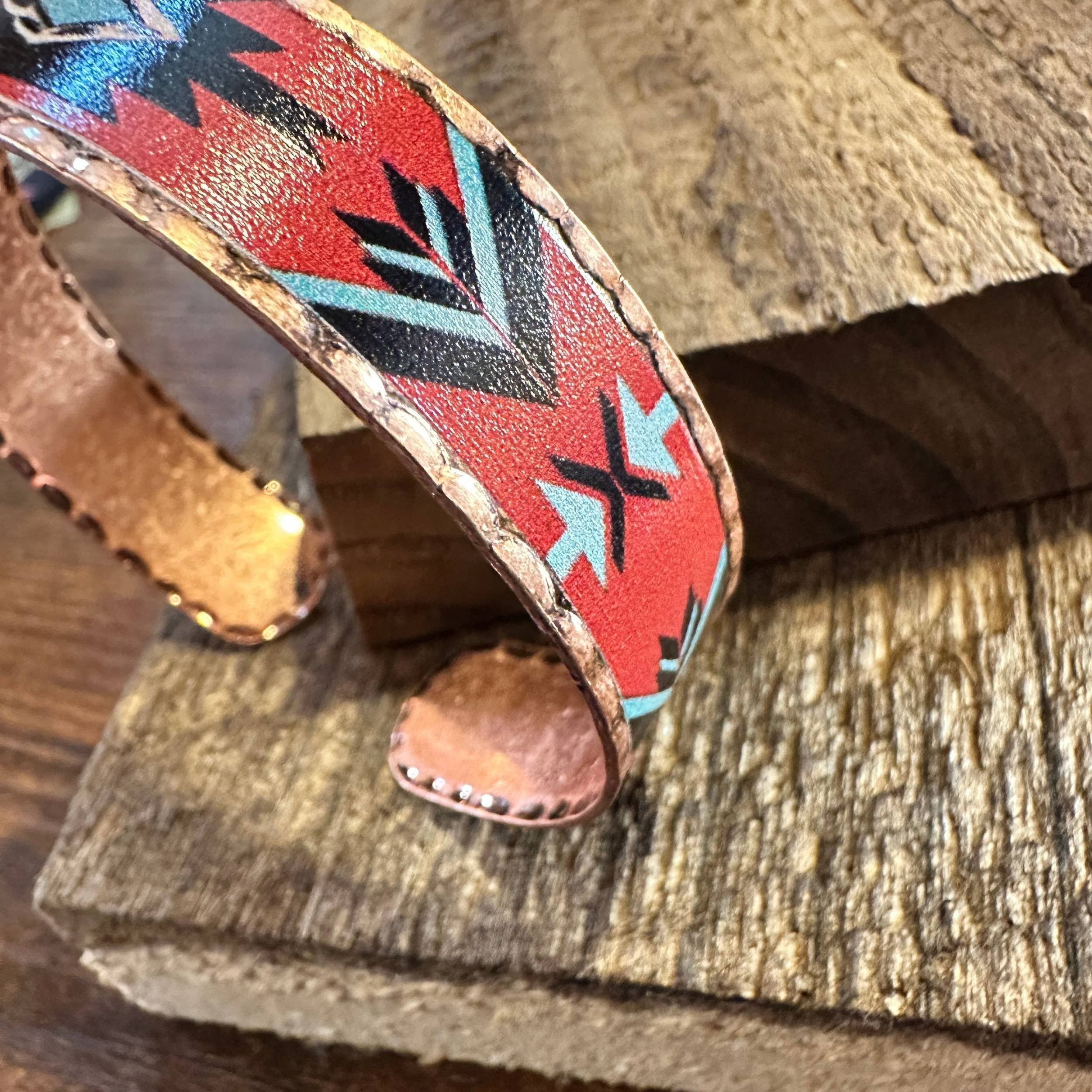 Other Handmade Boho Native American Aztek Copper Narrow Cuff Brace Size ONE SIZE - 6 Thumbnail
