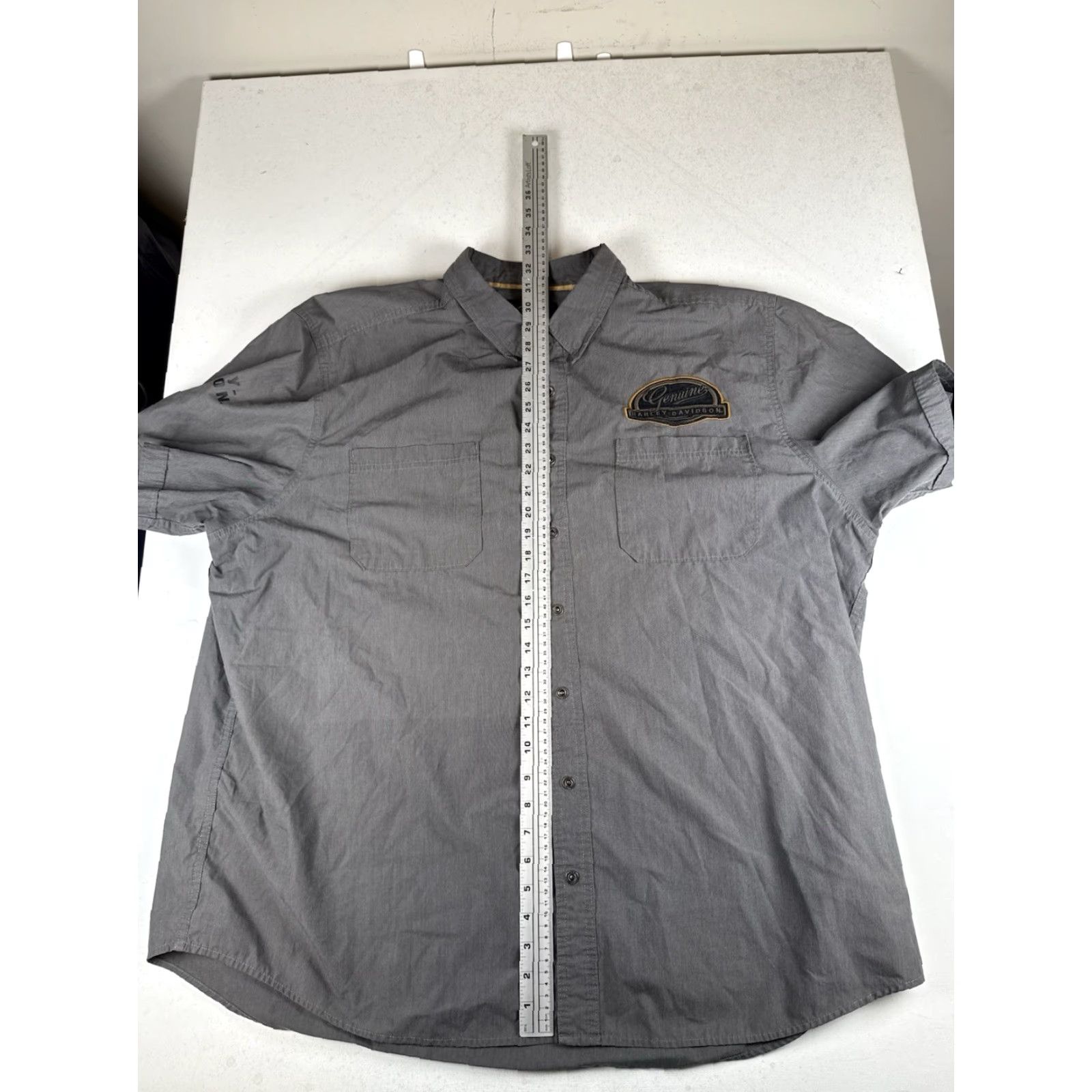 Harley Davidson Harley-Davidson Shirt 3XL Button-Up Pocket Black Gray Short Sleeve Button-Down Men Size US XXL / EU 58 / 5 - 5 Thumbnail