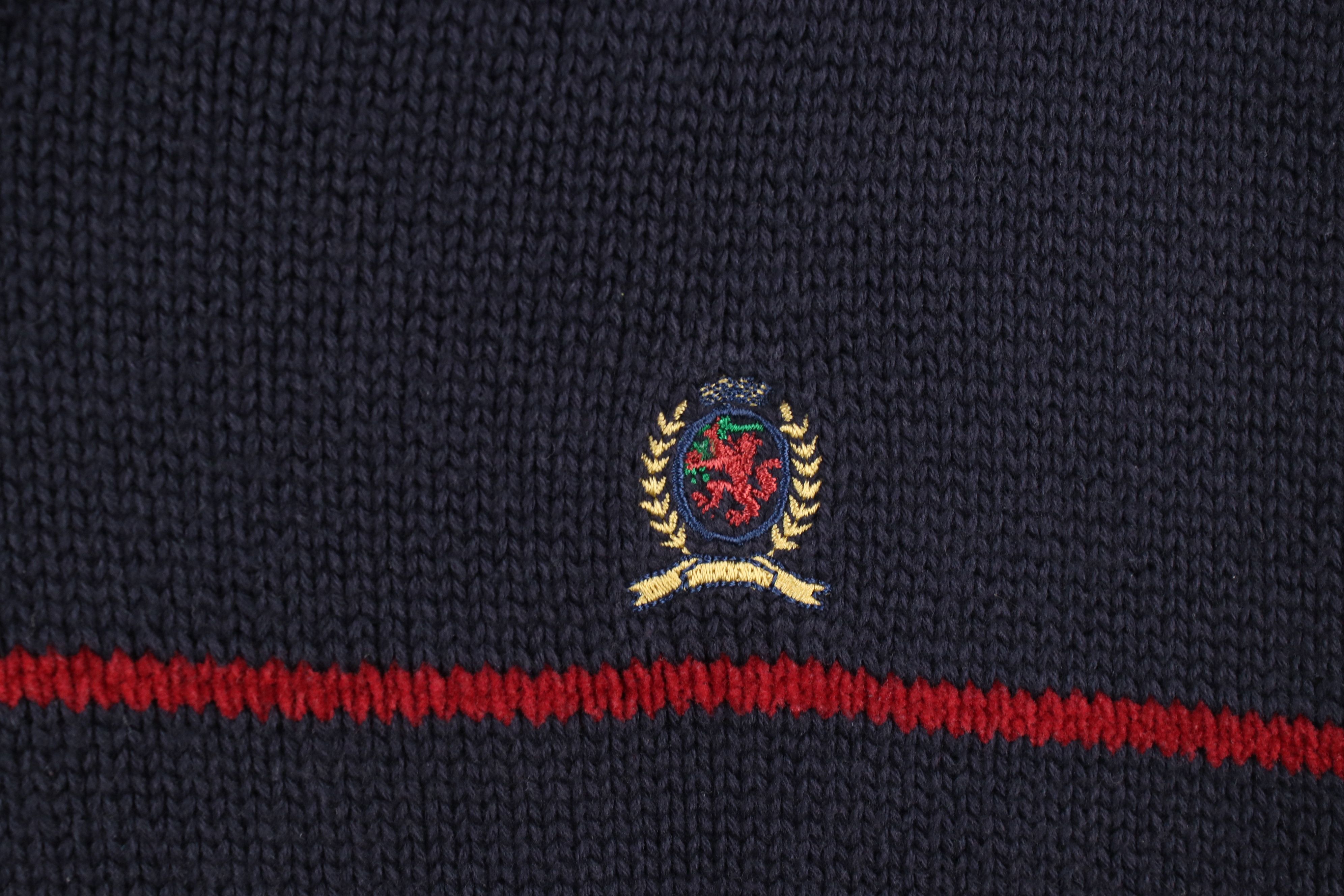 Tommy Hilfiger × Vintage Vintage 90s Tommy Hilfiger Crest Cotton Knit Sweater Vest Size US XL / EU 56 / 4 - 4 Thumbnail
