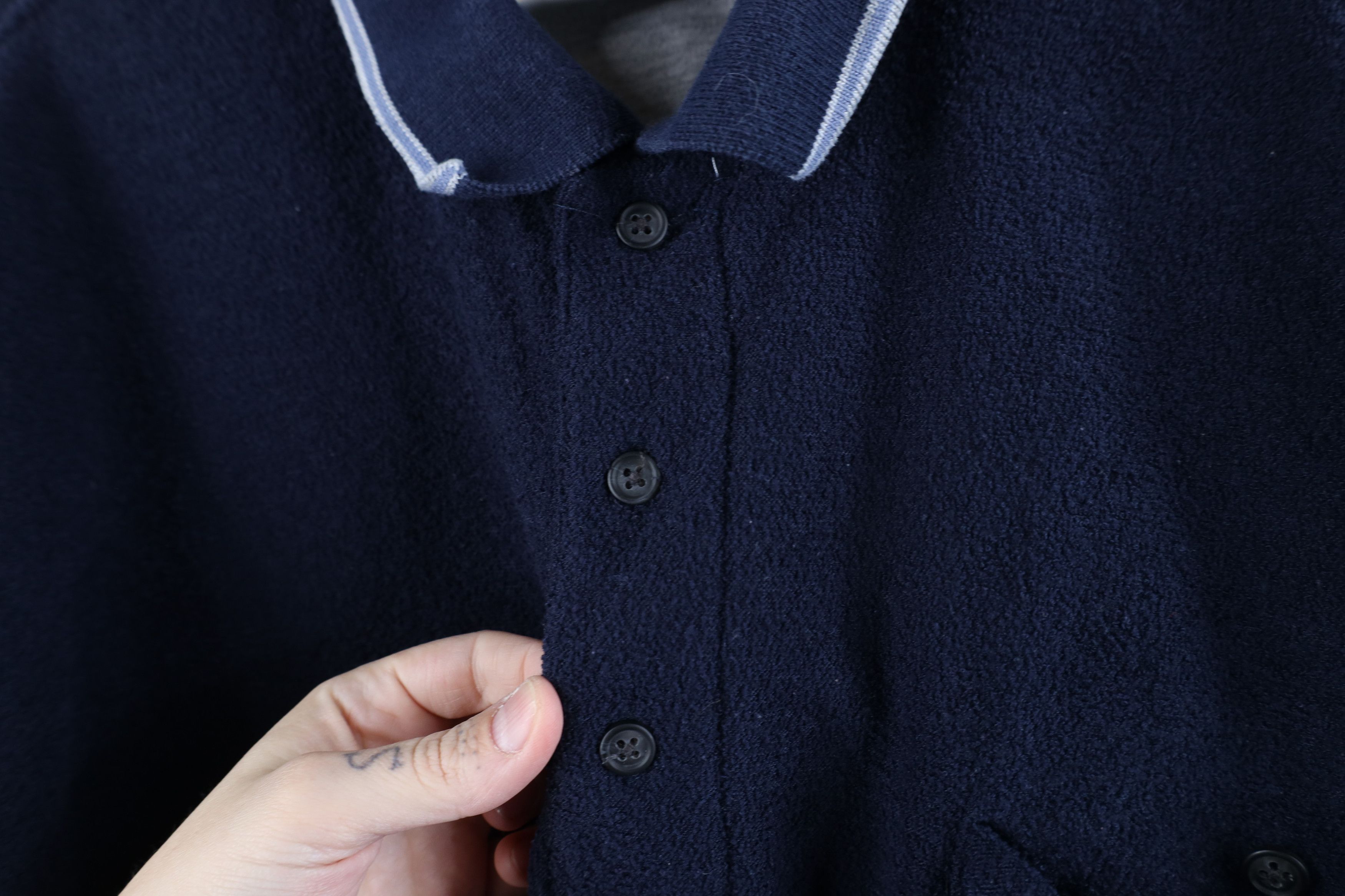 Vintage Vintage 90s Streetwear Terry Cloth Collared Sweatshirt Blue Size US XXL / EU 58 / 5 - 9 Thumbnail