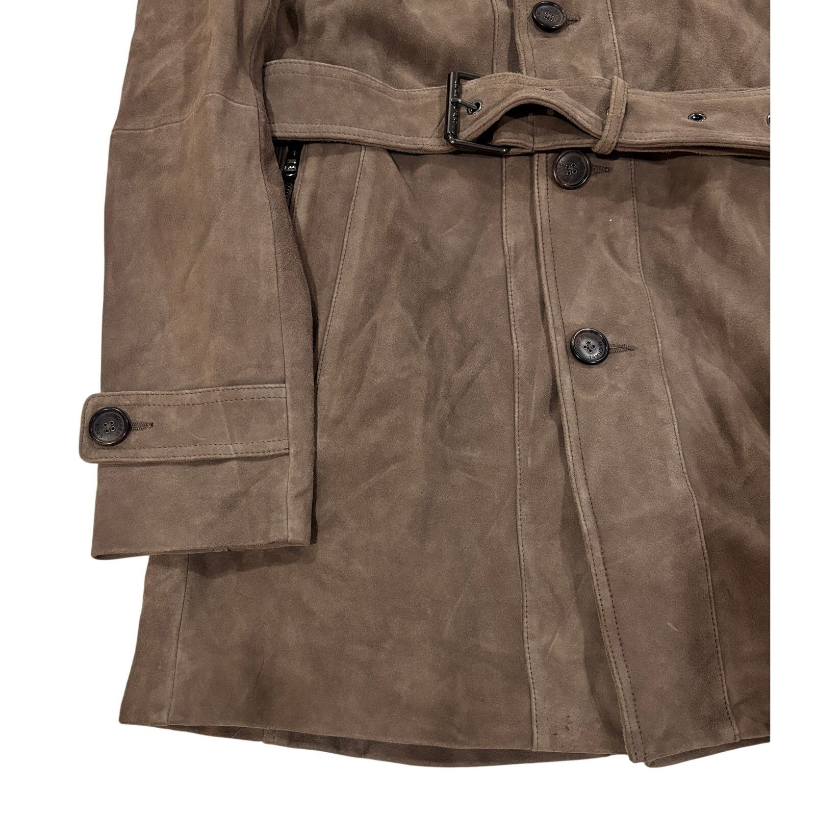 Michael Kors *R46 MICHAEL KORS Suede Trench Coat Faux Fur Collar Medium Size M / US 6-8 / IT 42-44 - 6 Thumbnail