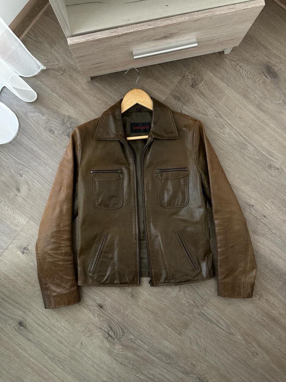 Genuine Leather × Japanese Brand × Vintage Vintage Genuine Leather Leonardo Brown Jacket Size US S / EU 44-46 / 1 - 1 Thumbnail