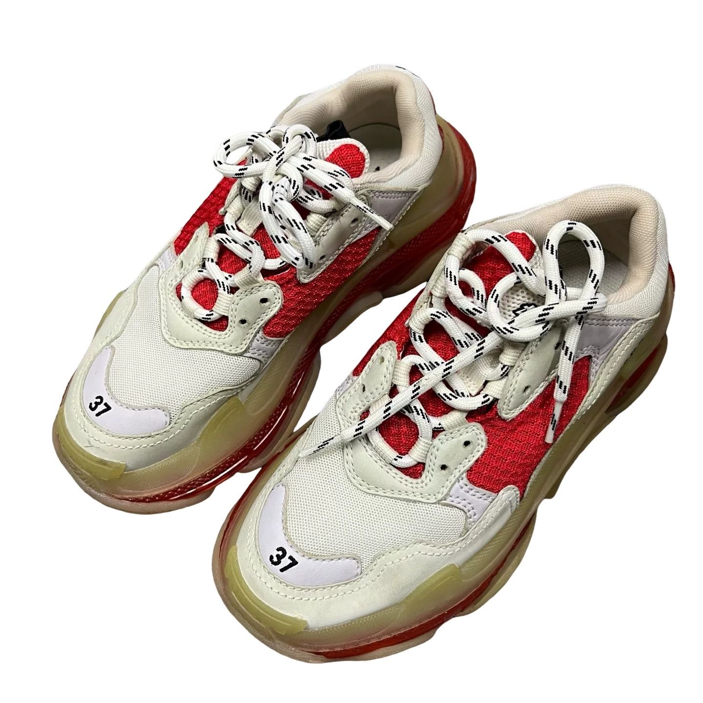 Balenciaga Balenciaga White Red Clear Sole Triple S Sneakers 37 Size US 7 / IT 37 - 1 Thumbnail