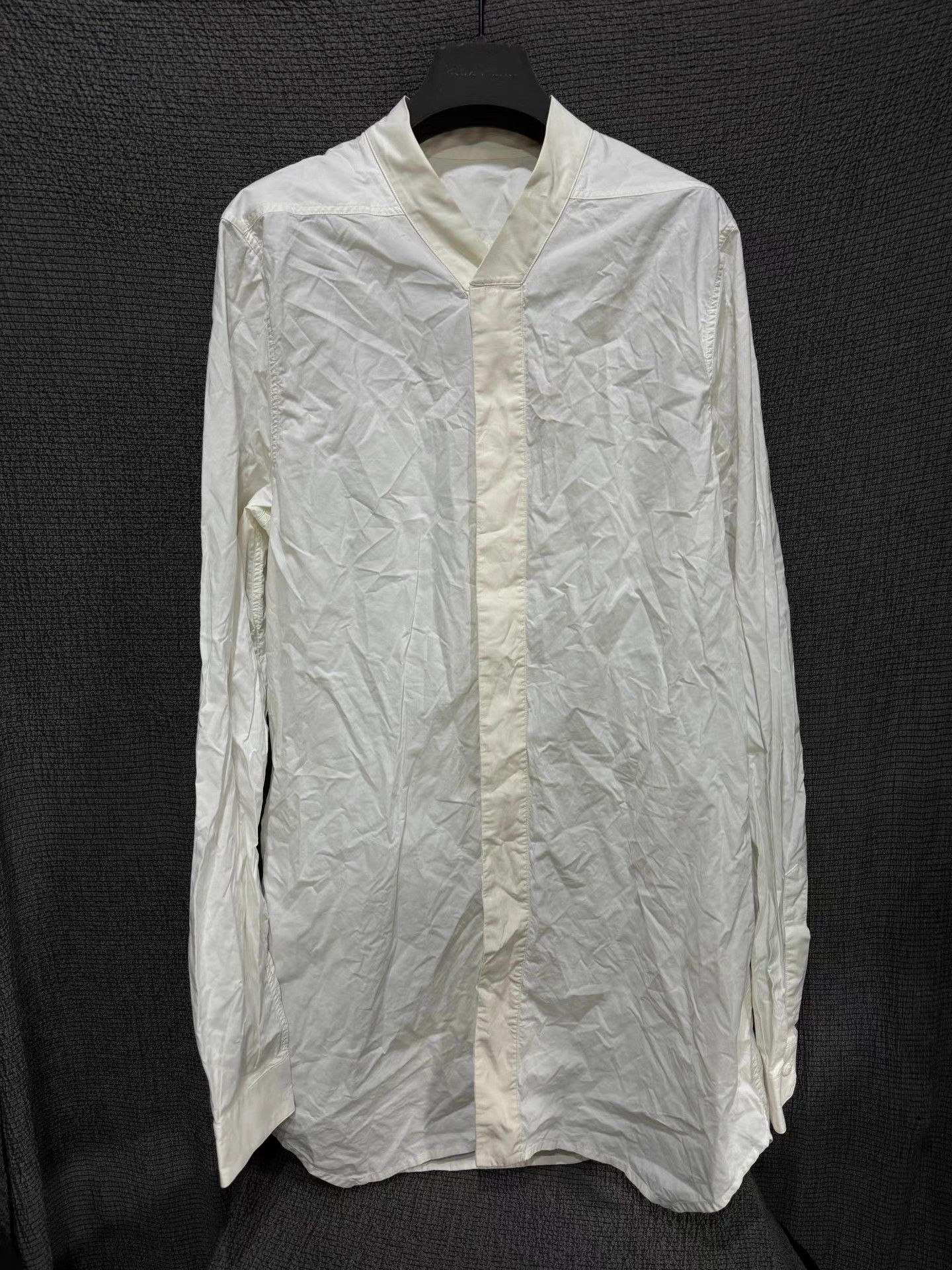 Rick Owens Rick Owens 15FW mainline collarless white shirt. Size US L / EU 52-54 / 3 - 5 Thumbnail