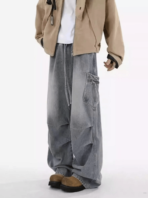 Japanese Brand × Jean Vintage pocket loose straight washed wide-leg cargo jeans Size US 32 / EU 48 - 2 Thumbnail