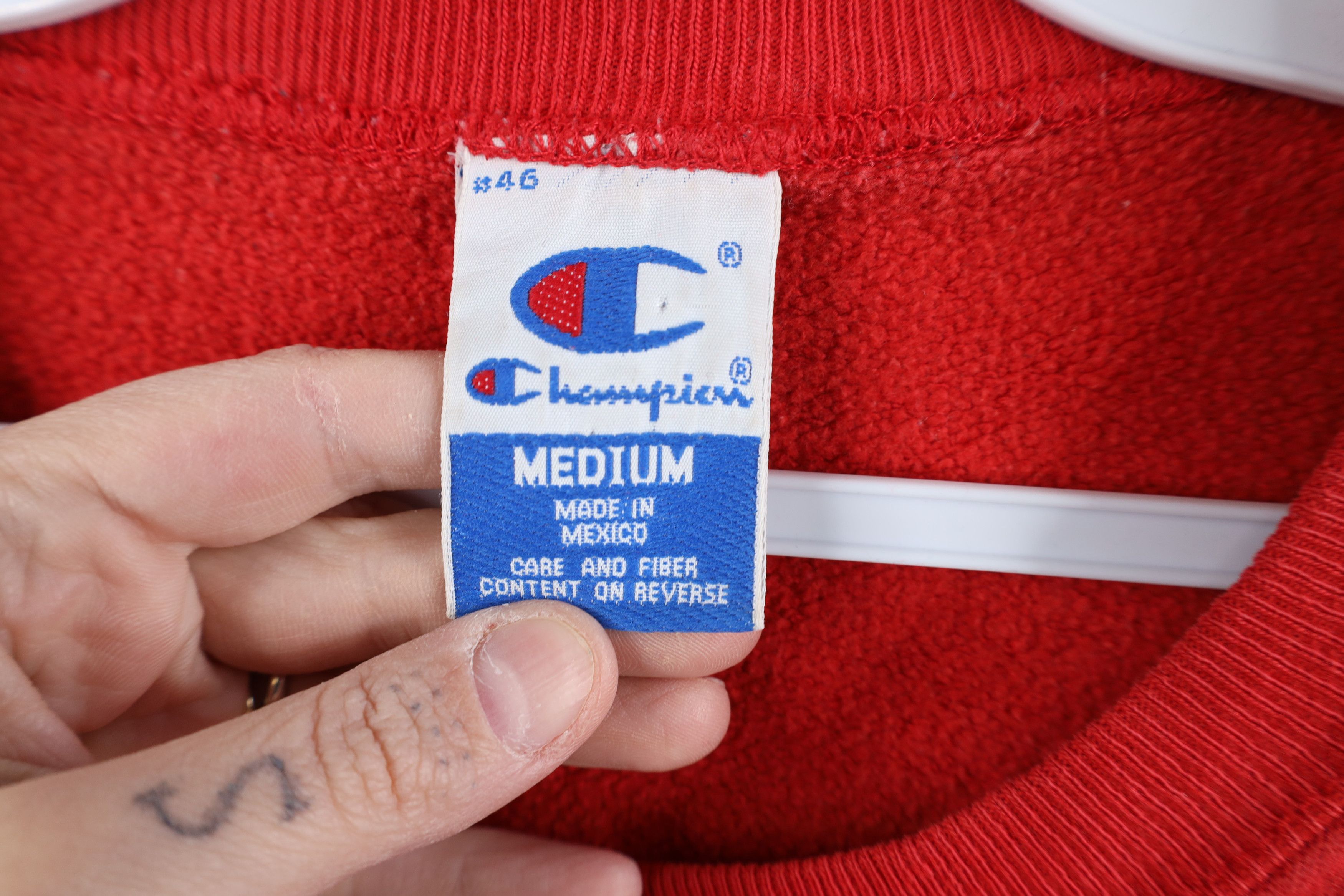 Champion × Vintage Vintage 90s Champion Spell Out Crewneck Sweatshirt Red Size US M / EU 48-50 / 2 - 10 Thumbnail