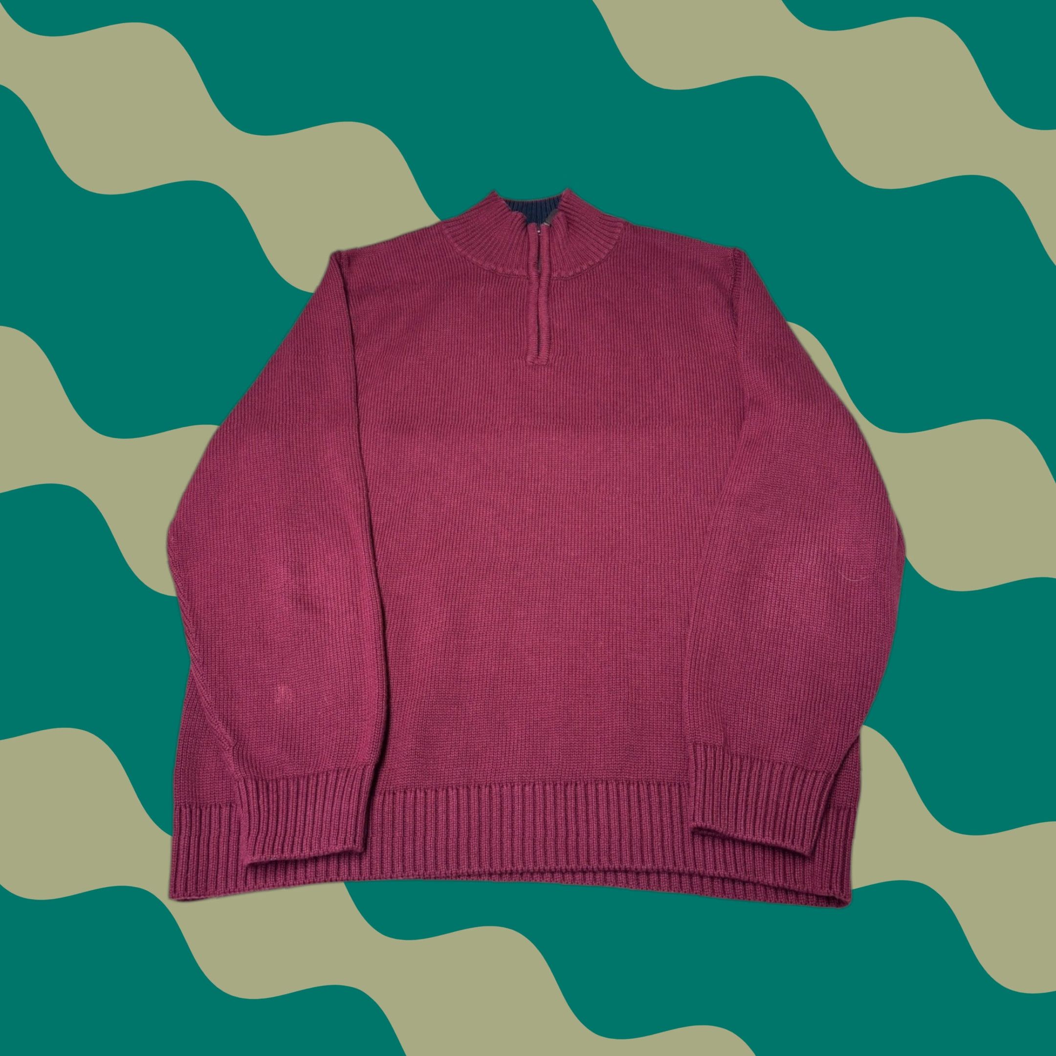 Vintage LL Bean Mens Burgundy Cotton 1/4 Zip Sweater XL REG Tshirt? Size US XL / EU 56 / 4 - 1 Thumbnail
