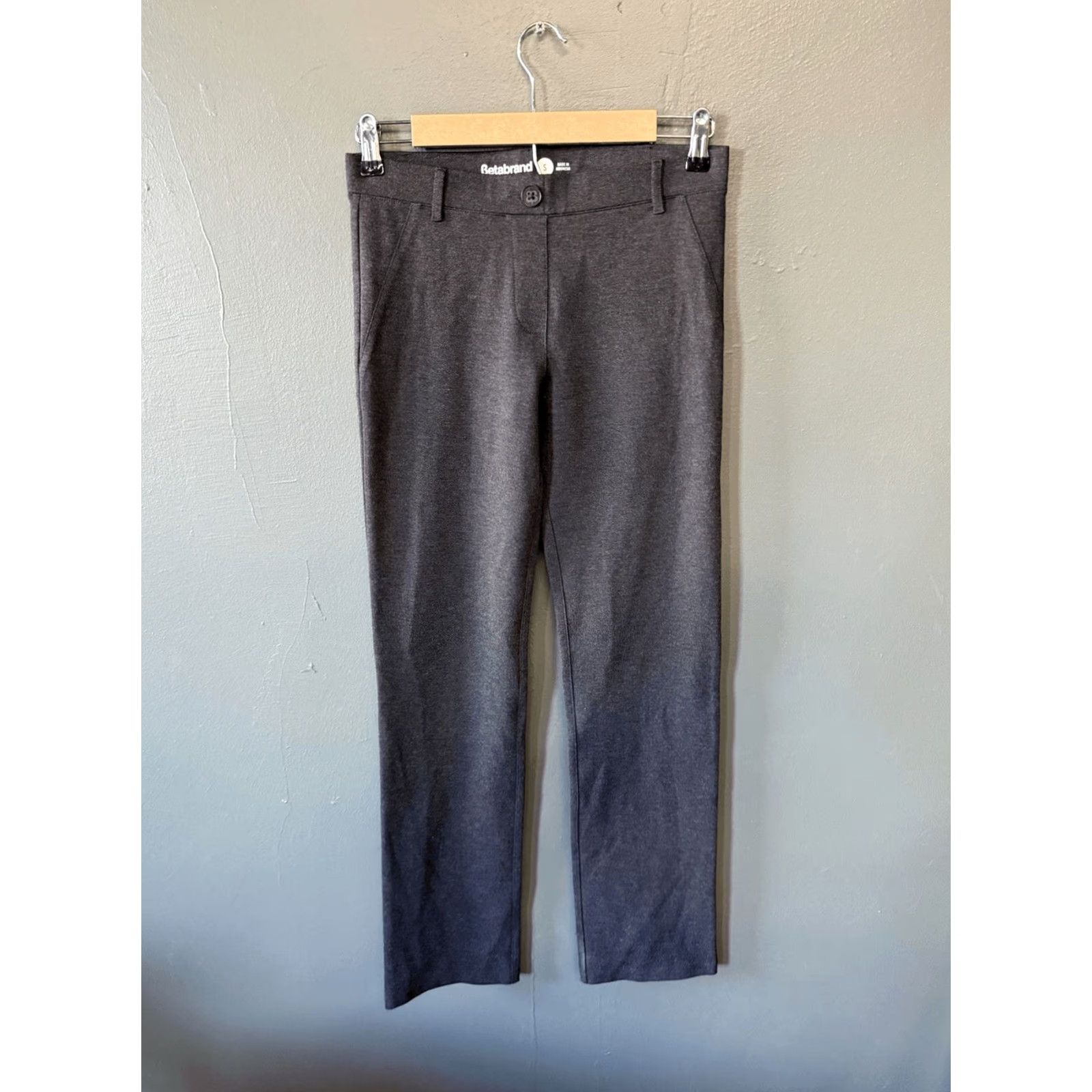 Vintage Betabrand Womens Gray Straight Leg Pull On Pants Stretch Size S Size 28" / US 6 / IT 42 - 2 Thumbnail