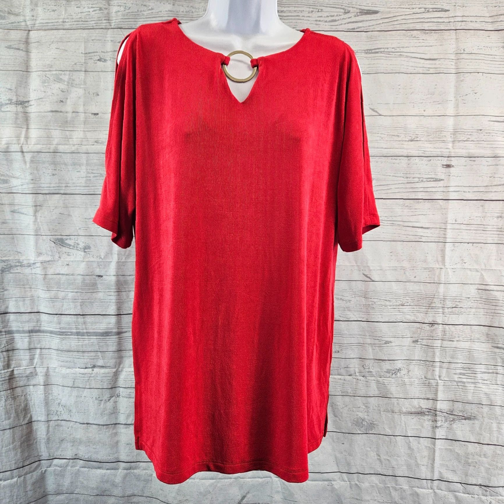 Vintage Chico's Travelers Blouse Women's Top M Red Travel Split Sleeve Shirt Size M / US 6-8 / IT 42-44 - 2 Thumbnail