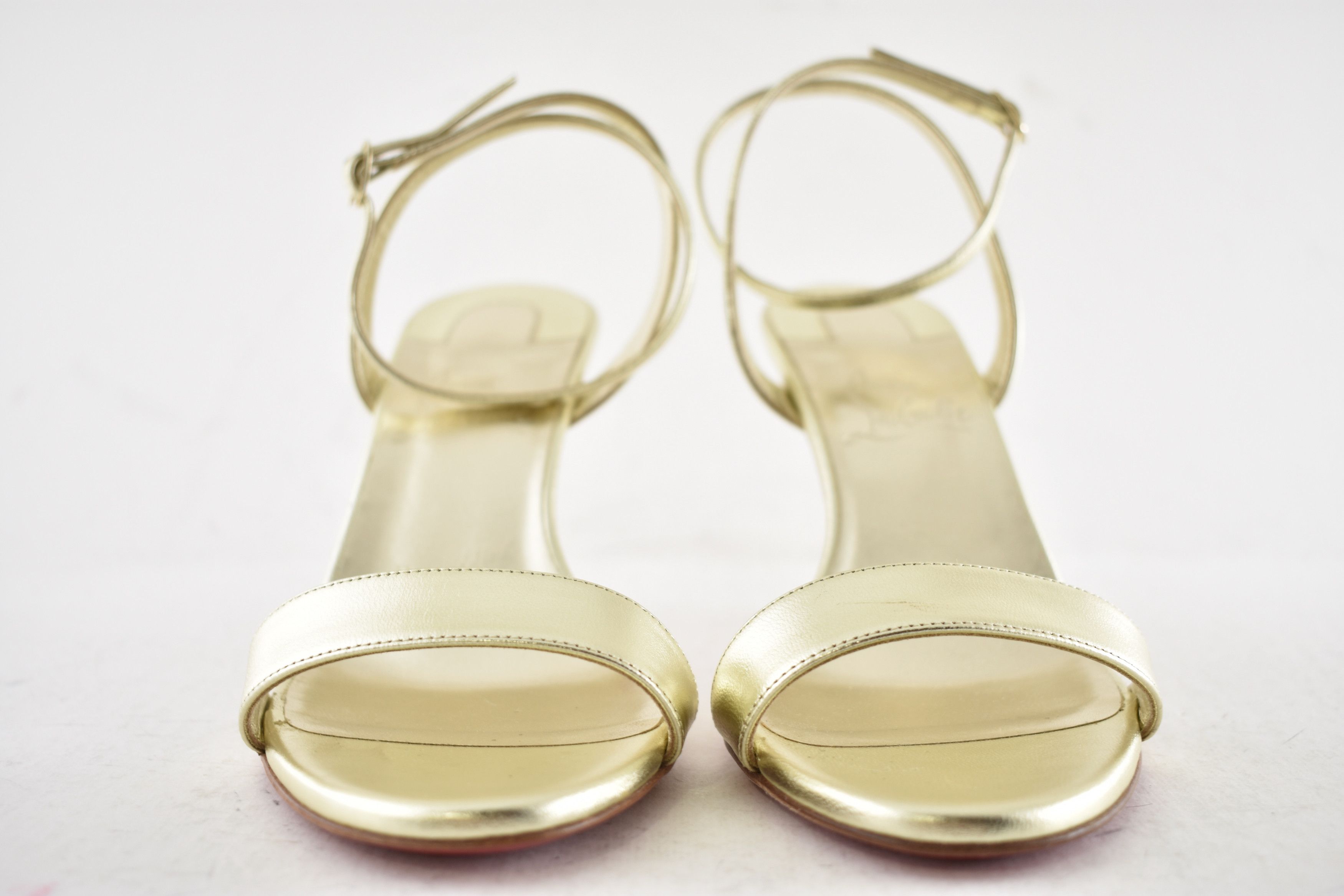 Christian Louboutin Loubigirl 85 Platine Gold Ankle Strap Sandal Heel Pump 41 Size US 11 / IT 41 - 11 Thumbnail