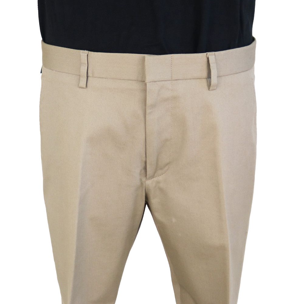 Gucci Gucci Beige Cotton Trousers with Web & Bee Waistband Detail Size 50R - 1 Thumbnail
