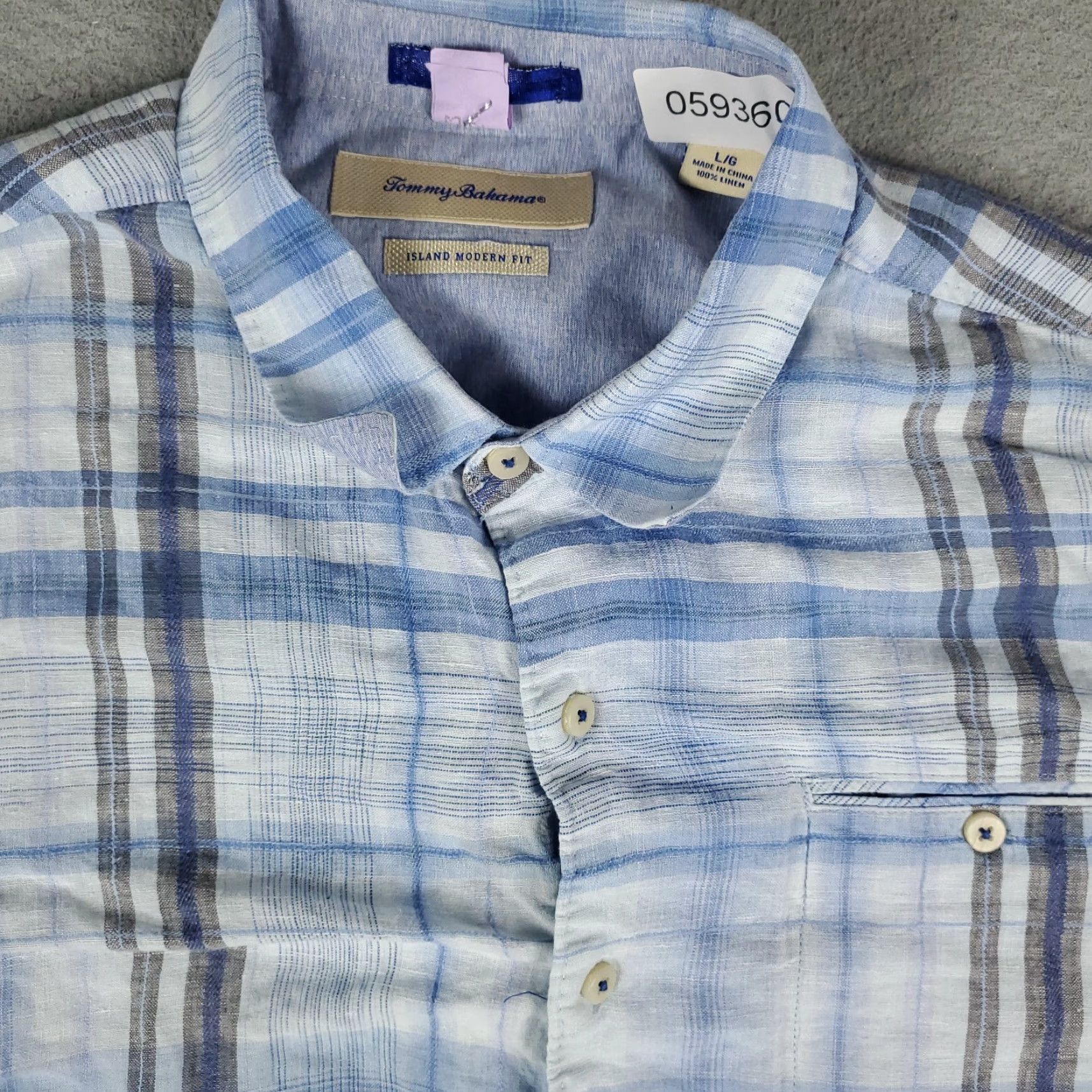 Tommy Bahama Tommy Bahama Shirt Mens Large Blue Plaid Linen Button-Up Long Sleeve - Regular Fit, Collared, Classic Beach Style Size US L / EU 52-54 / 3 - 3 Thumbnail