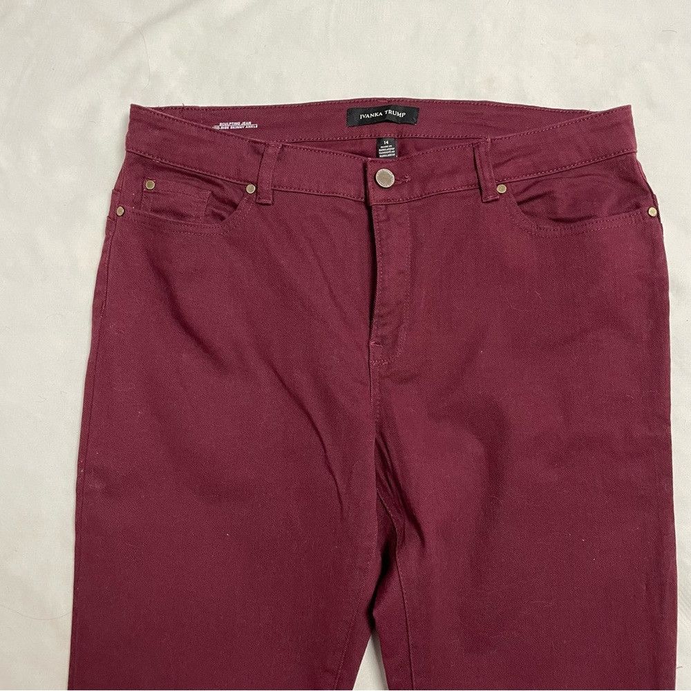 Other Ivanka Trump Maroon Sculpting Mid Rise Skinny Ankle Jean Si Size 36" / US 14 / IT 50 - 4 Thumbnail