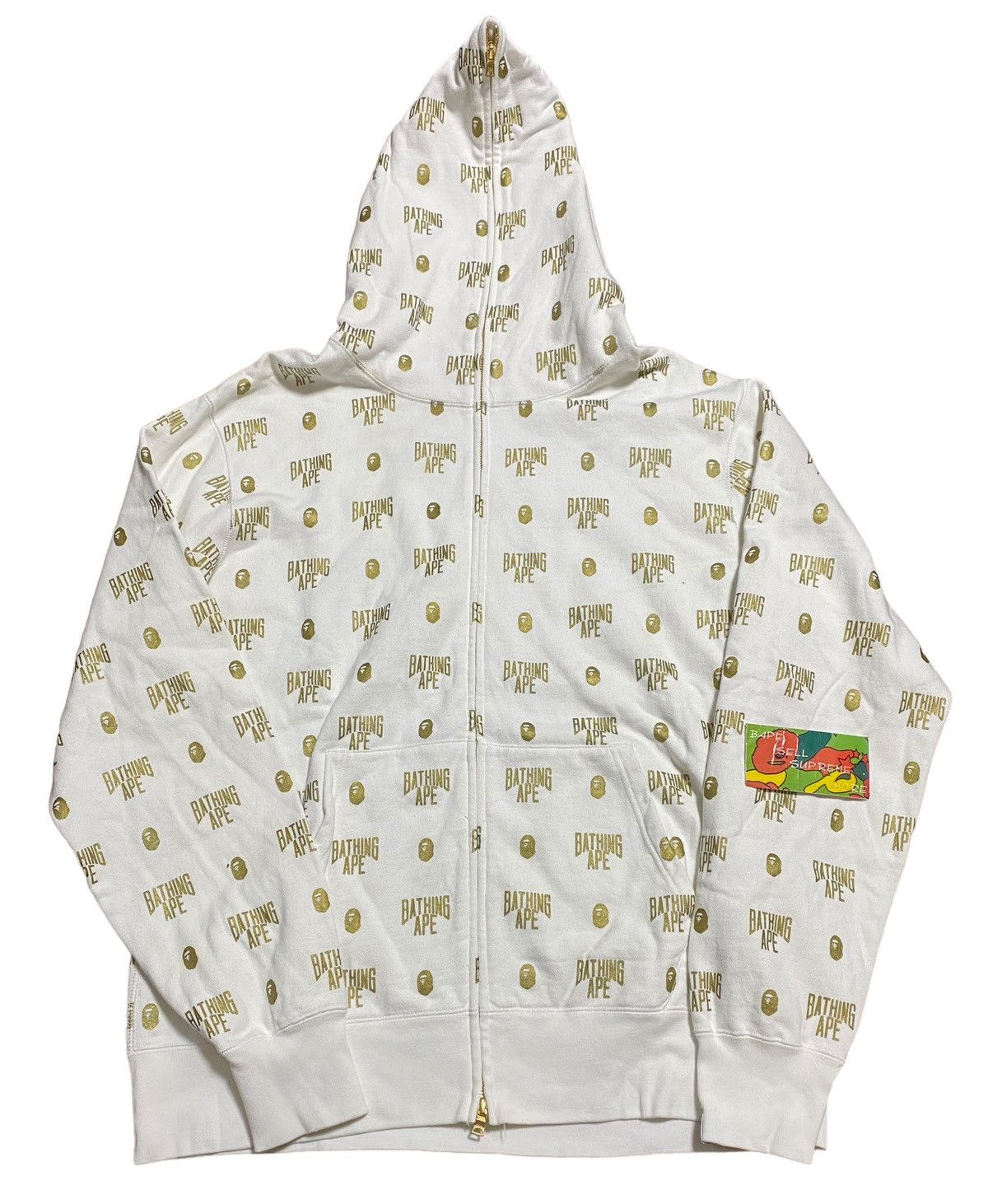 ⁡ BAPE Print Full Zip Hooeie White