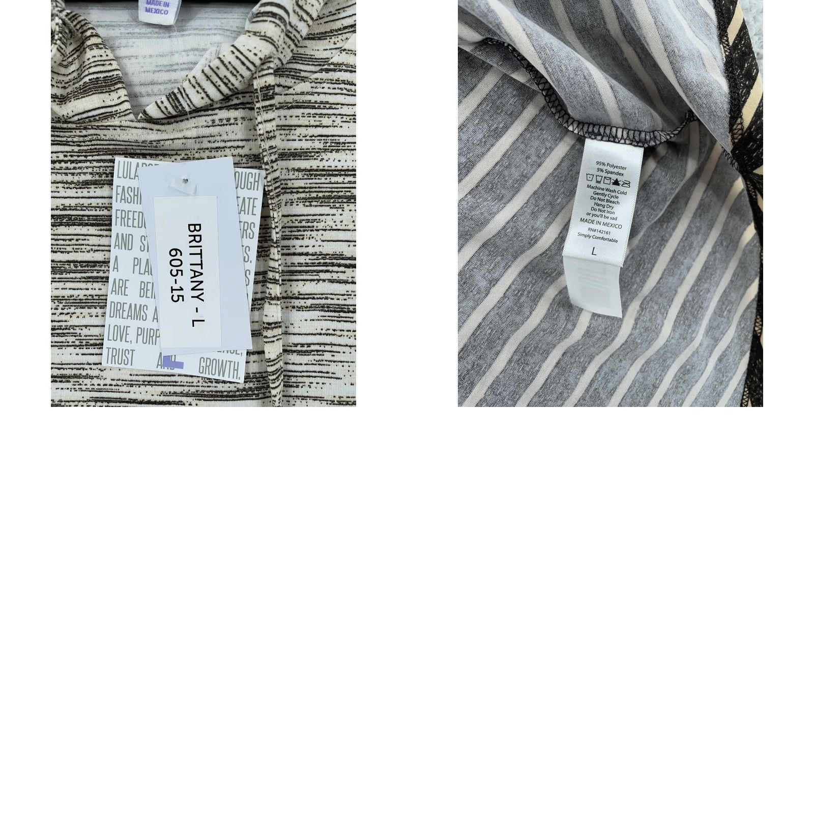 Vintage LuLaRoe Brittany Hooded Top Womens L Beige Black Striped Sleeveless Pullover Shirt Tank Sportswear Casual Size L / US 10 / IT 46 - 8 Thumbnail