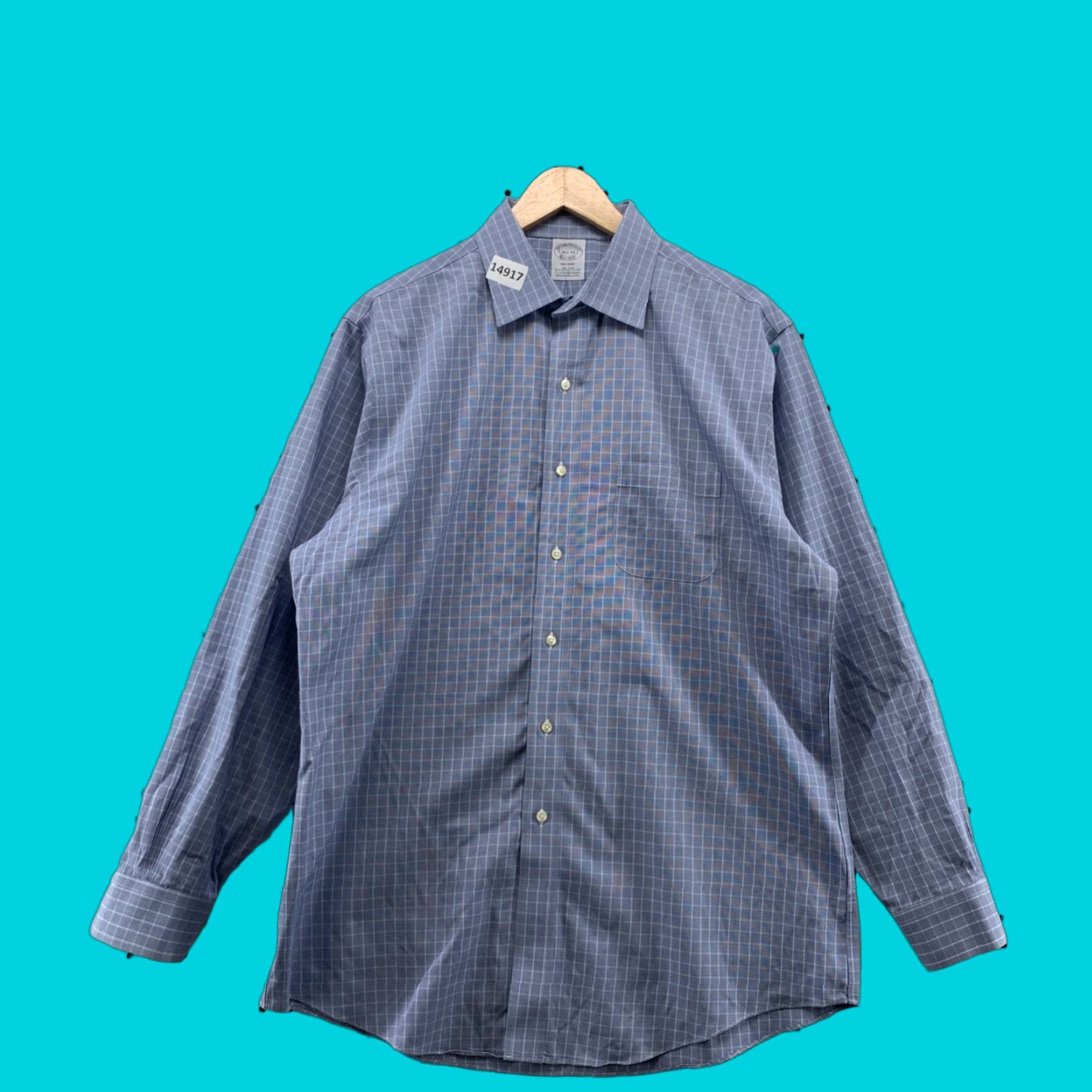Brooks Brothers VINTAGE Brooks Brothers Button-Up Shirt Mens Regents 16.5 34 Blue White Check Spread Collar Size US XL / EU 56 / 4 - 1 Thumbnail