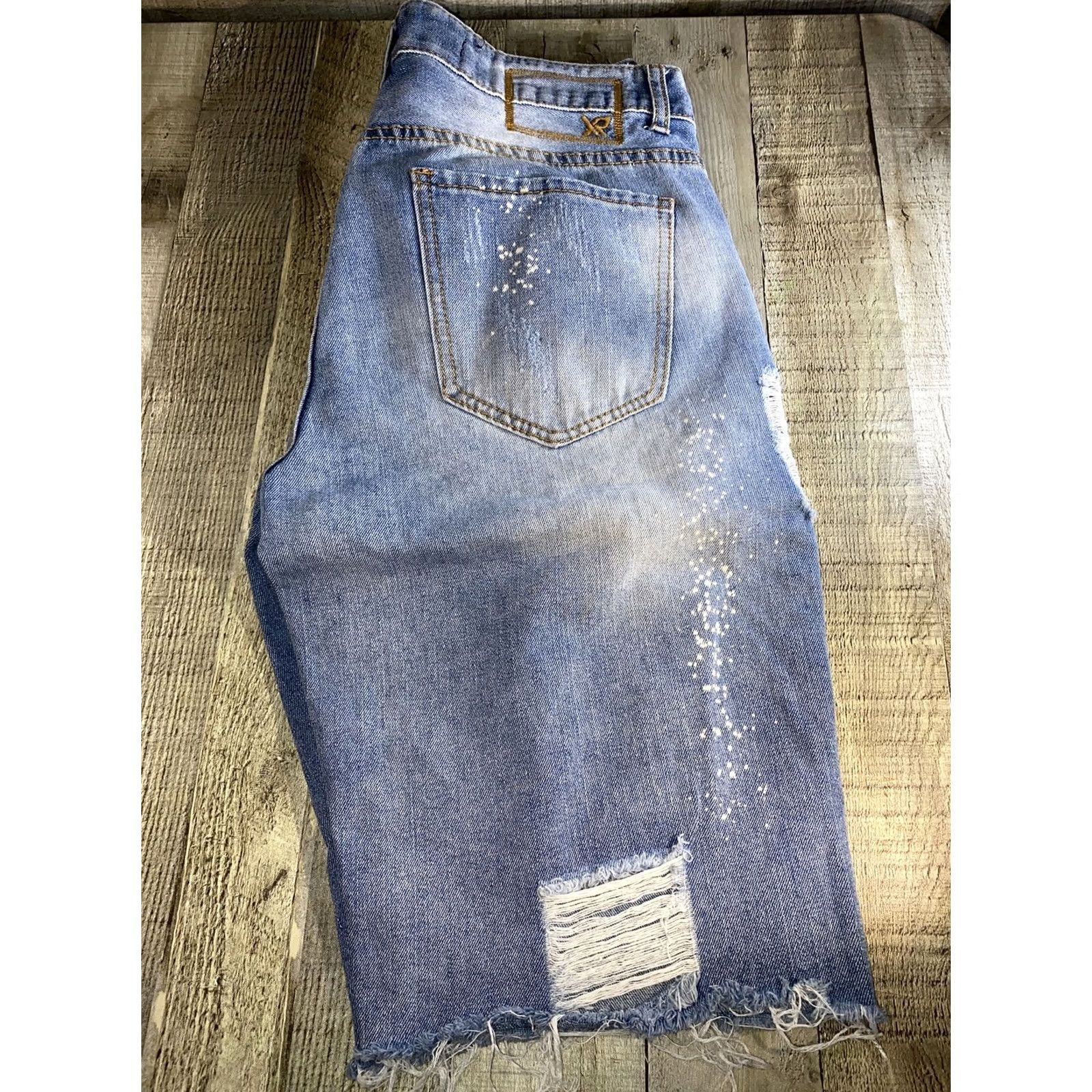 Vintage XRAY Jeans Bermuda Shorts Slim 34 Mens Blue Distressed 5-Pocket Cotton Blend Spandex Size US 34 / EU 50 - 5 Thumbnail