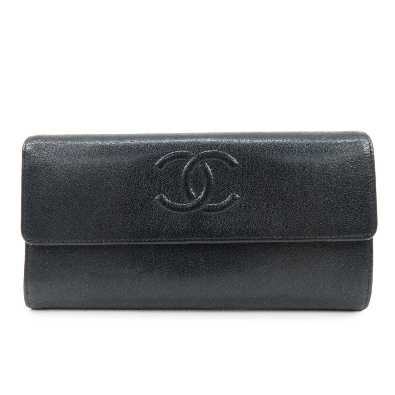 Chanel Chanel CC Logo Caviar Leather Flap Wallet Black Size ONE SIZE - 1 Thumbnail