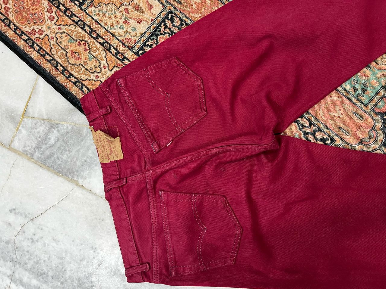 Levi's × Vintage Vintage 80’s Levis 501 Maroon Colour Size US 32 / EU 48 - 9 Thumbnail