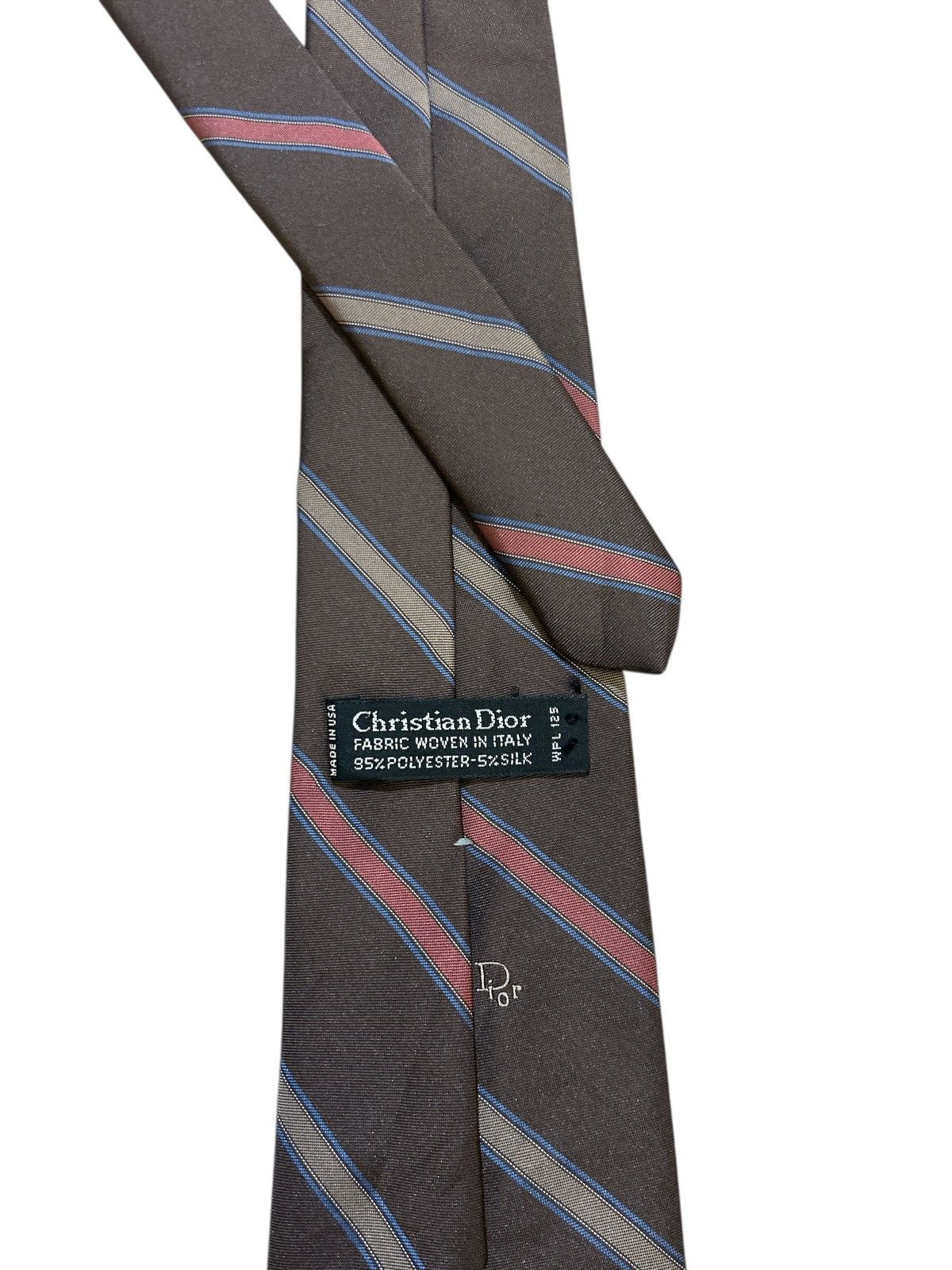 Christian Dior Monsieur Christian Dior Vintage Silk-Blend Diagonal Striped Tie Size ONE SIZE - 3 Thumbnail