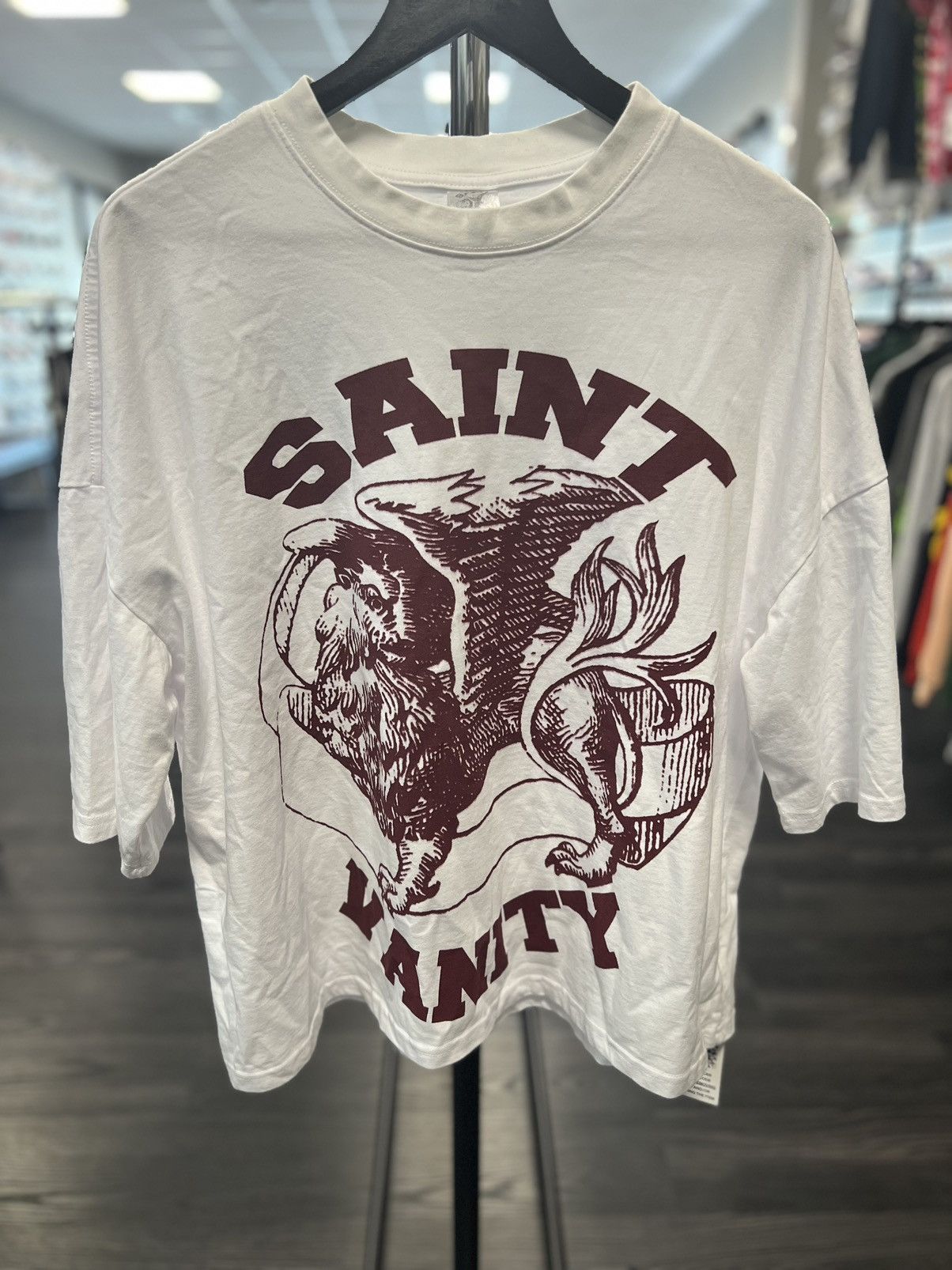 image of Vintage Saint Vanity Burgundy Griffin T-Shirt in White, Men's (Size Large)
