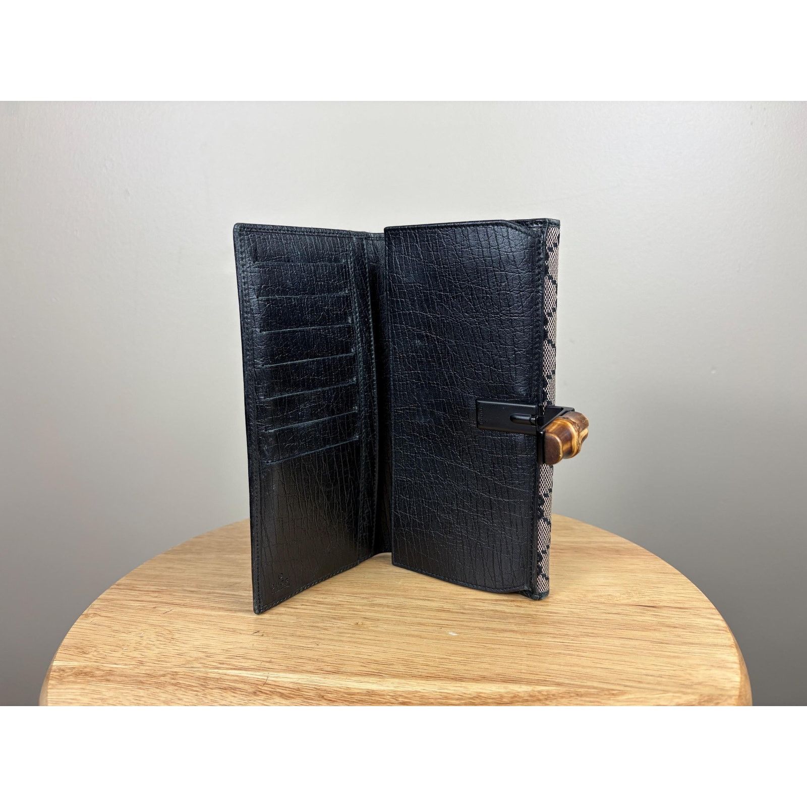 Gucci Authentic Gucci Long Bifold Wallet Black w/ Bamboo Hardware Size ONE SIZE - 6 Thumbnail