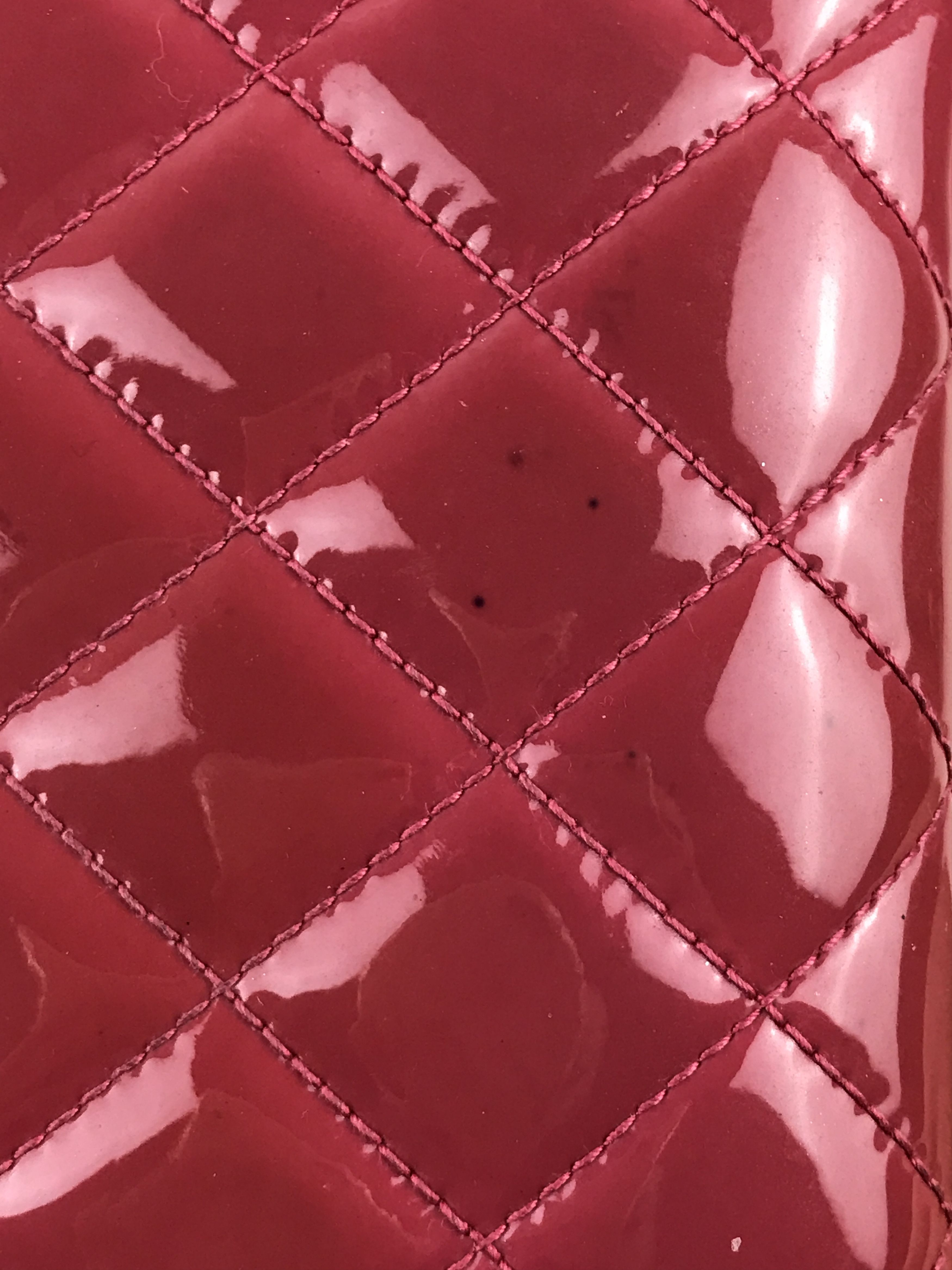 Chanel × Vintage Chanel Dark Pink Quilted Patent Leather Zip Around Wallet Size ONE SIZE - 15 Thumbnail