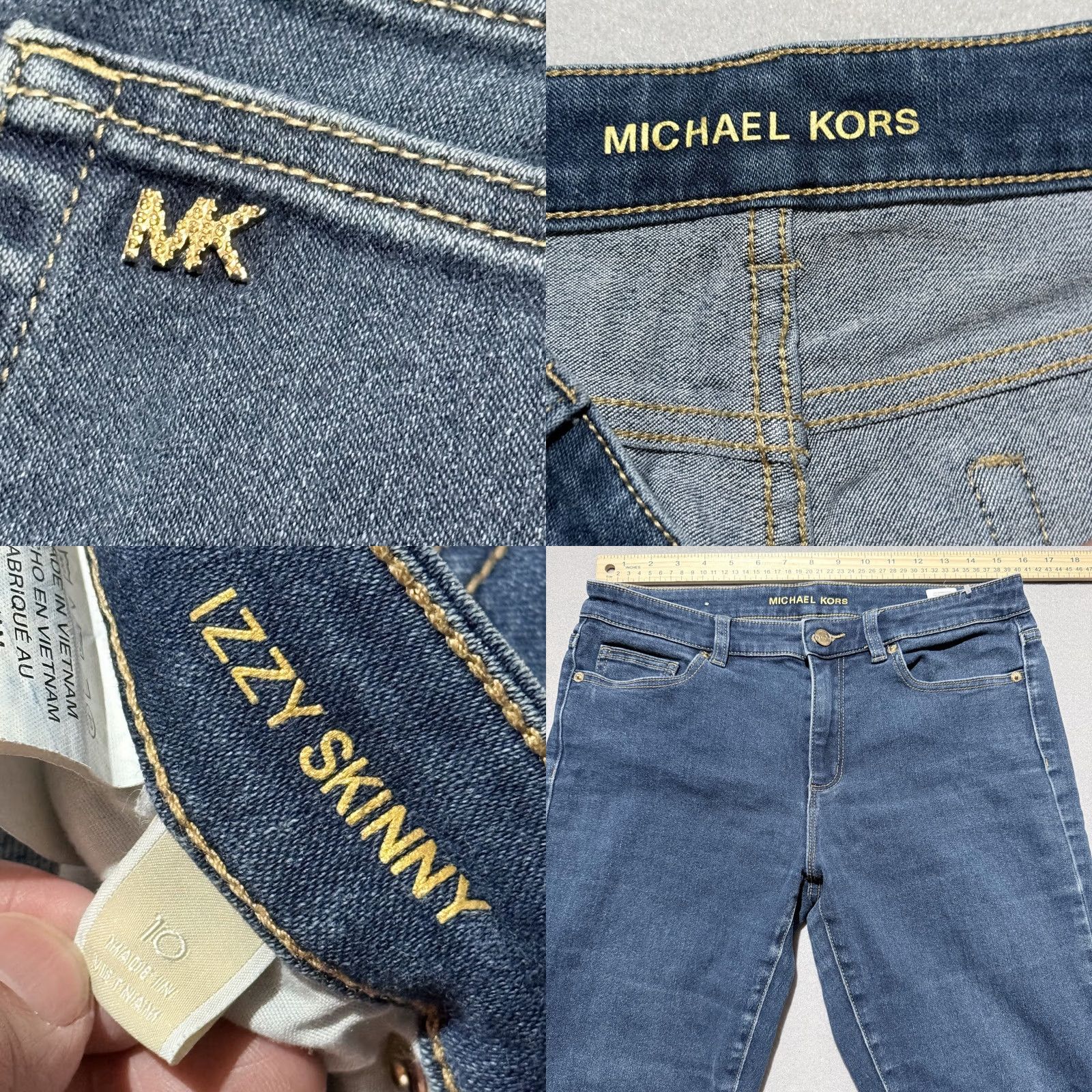 Michael Kors Michael Kors Izzy Skinny Jeans Women Blue Denim Mid-Rise Pockets Slim Fit 10 Size 32" / US 10 / IT 46 - 8 Thumbnail