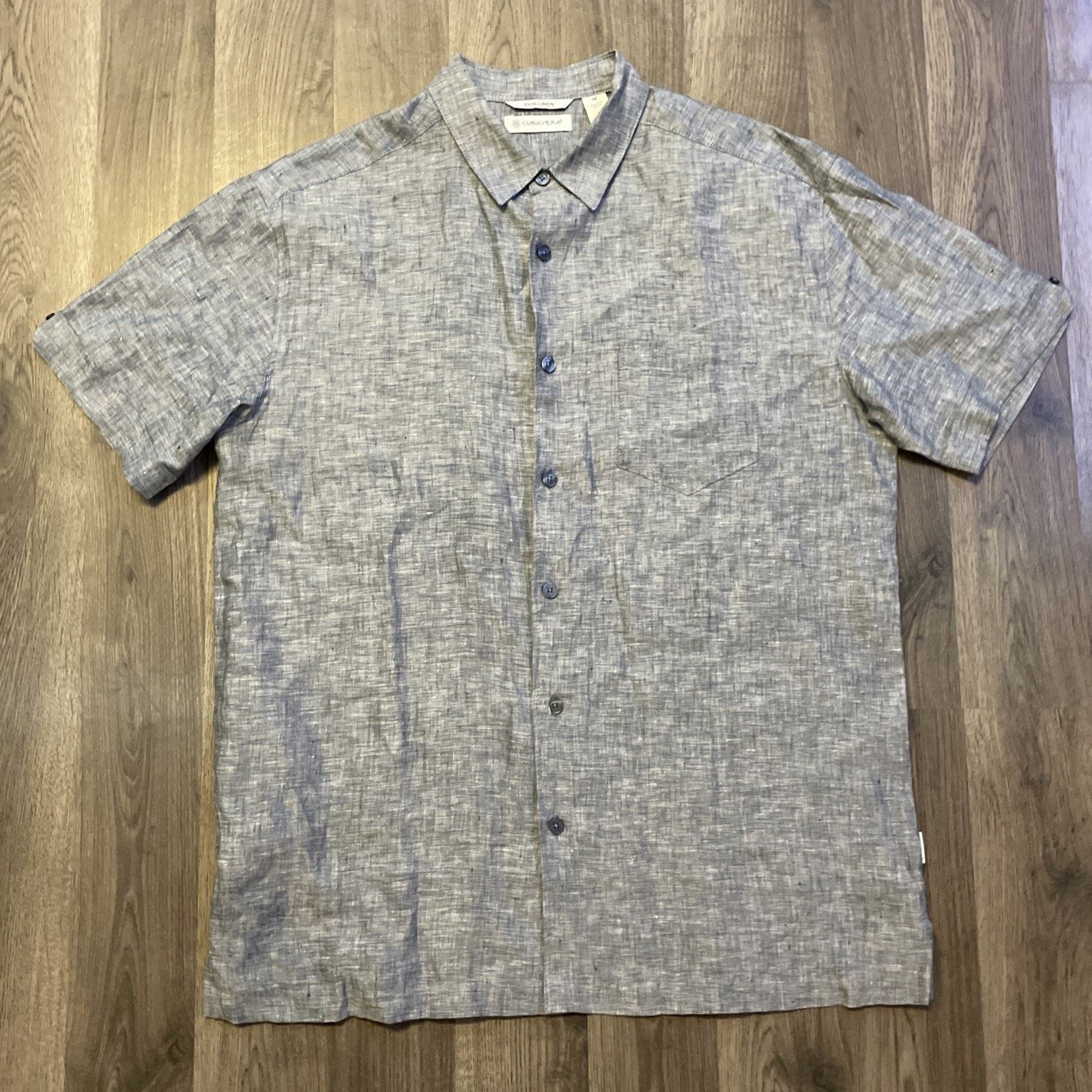 Cubavera Cubavera Shirt Mens Medium Blue Chambray Short Sleeve Button Size US M / EU 48-50 / 2 - 1 Thumbnail