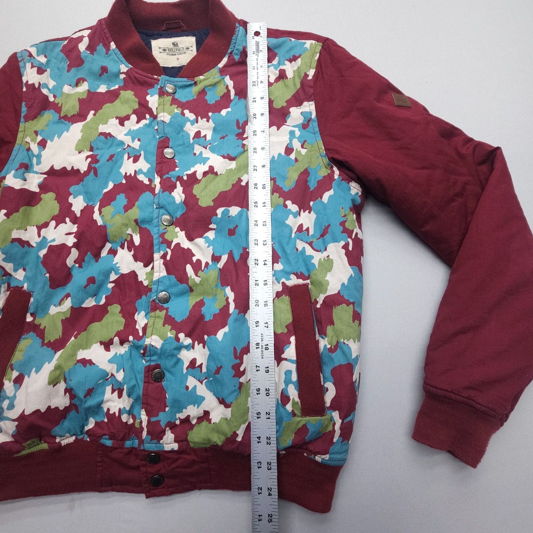 Bellfield VINTAGE Bellfield Camouflage Bomber Jacket Mens M Slim Lined Cotton Snap Up Short Coat Size US M / EU 48-50 / 2 - 7 Thumbnail