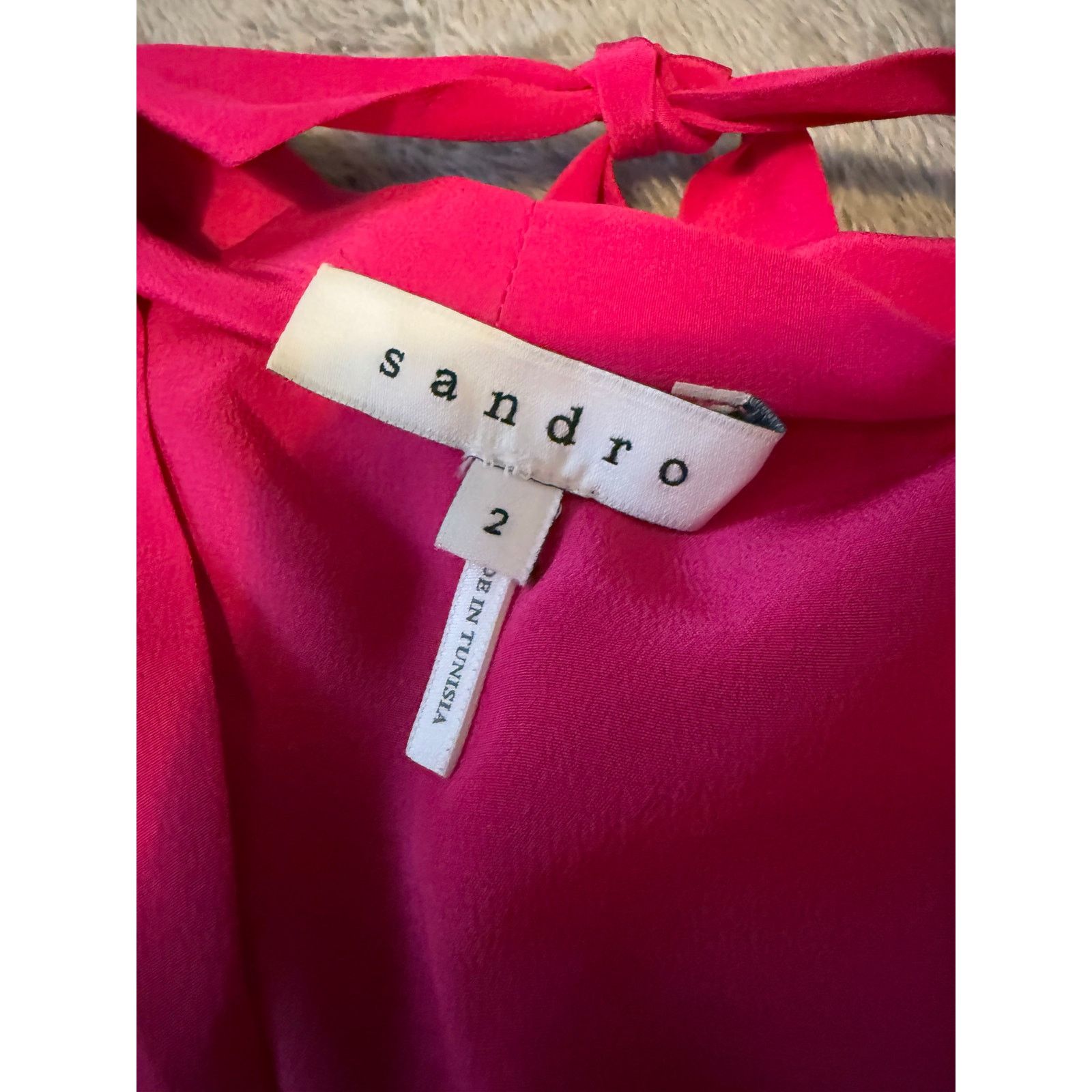 Sandro Sandro Pink Neck Tie Blouse size 2/M Size M / US 6-8 / IT 42-44 - 6 Thumbnail