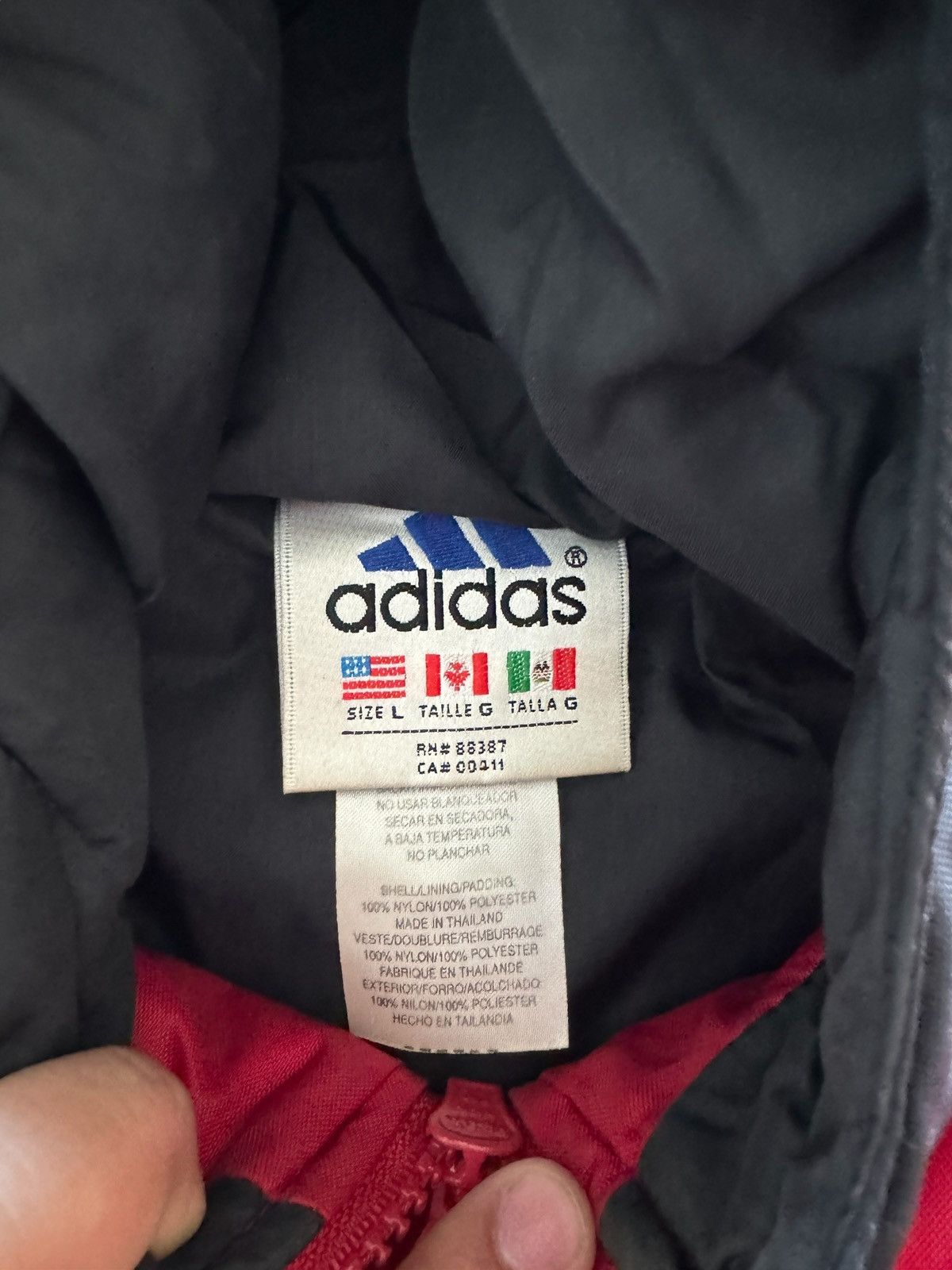Adidas × Vintage Vintage Adidas Embroidered Double Sided Logo Puffer Hoodie Size L / US 10 / IT 46 - 10 Thumbnail