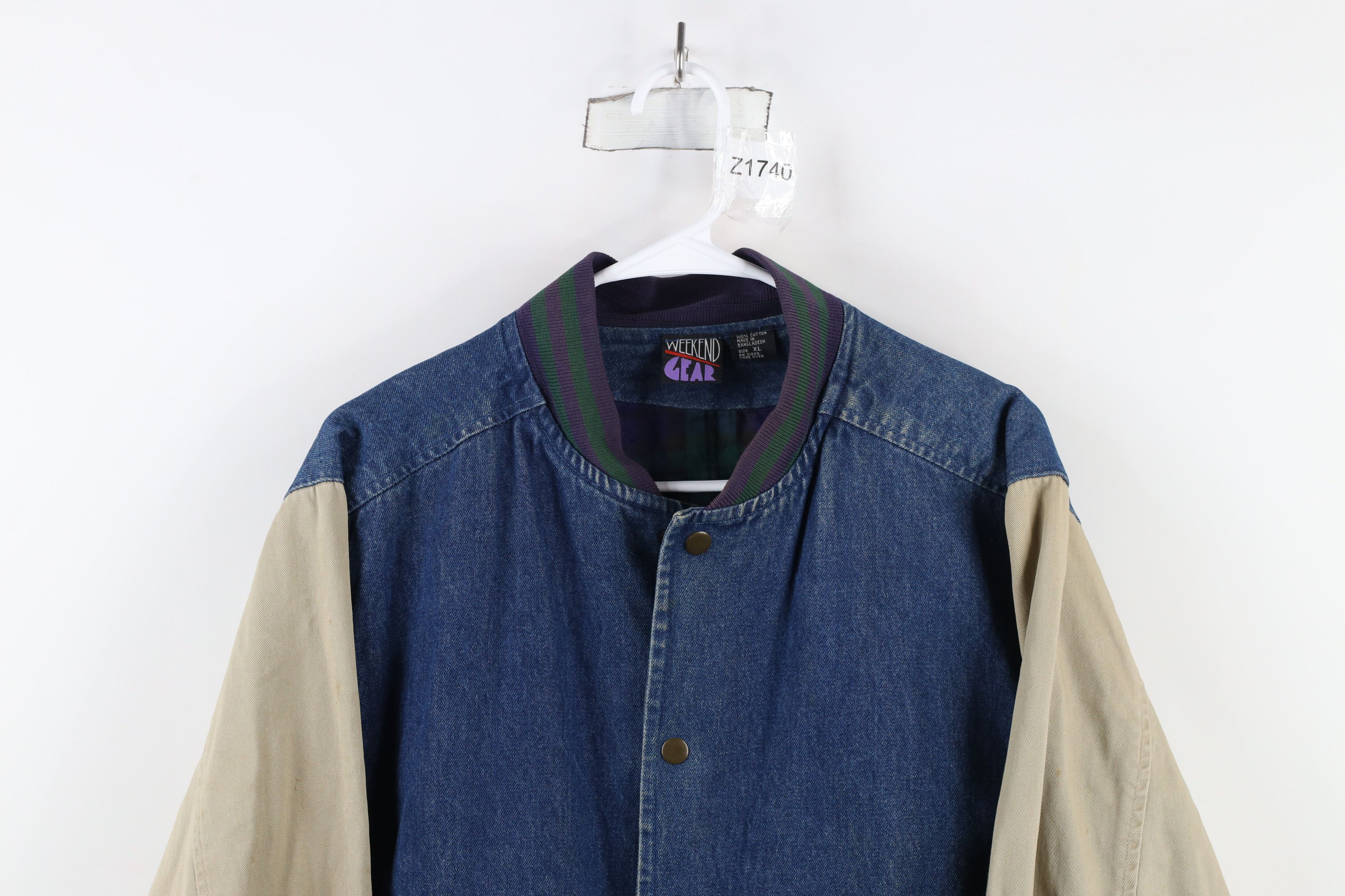Vintage Vintage 90s Streetwear Lined Denim Jean Varsity Jacket Size US XL / EU 56 / 4 - 2 Thumbnail
