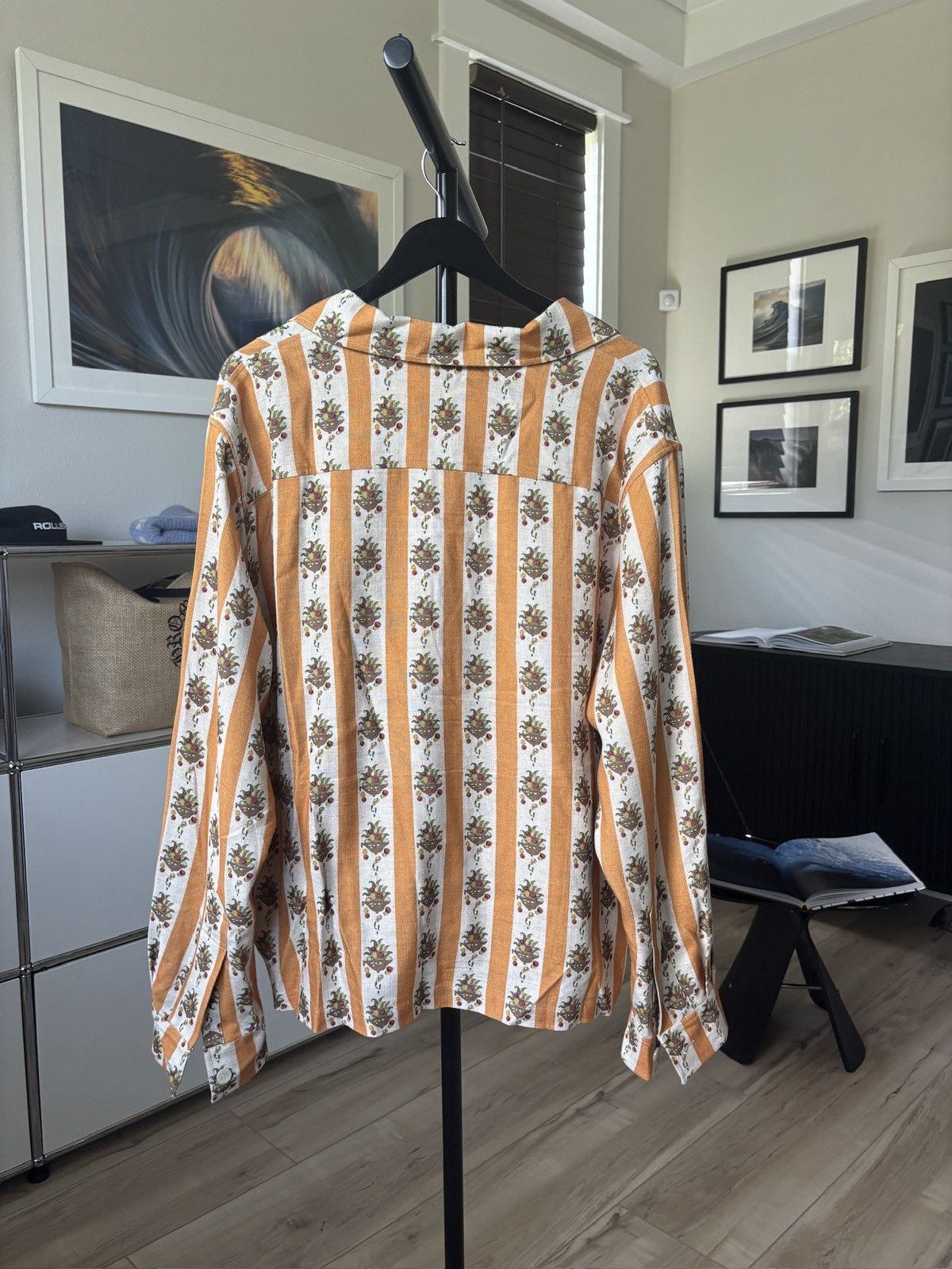 Bode 1/1 BODE ORANGE LINEN FLORAL PRINT SHIRT Size US XXL / EU 58 / 5 - 6 Thumbnail