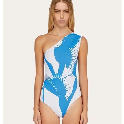 Salvatore Ferragamo o1s1rm0126 One Piece Bodysuit in White/Blue Size S / US 4 / IT 40 - 2 Thumbnail