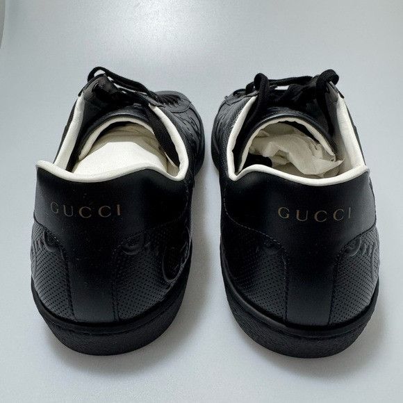 Gucci Gucci Ace GG Embossed Black Leather Sneakers Men’s 12.5 Size US 12.5 / EU 45-46 - 5 Thumbnail