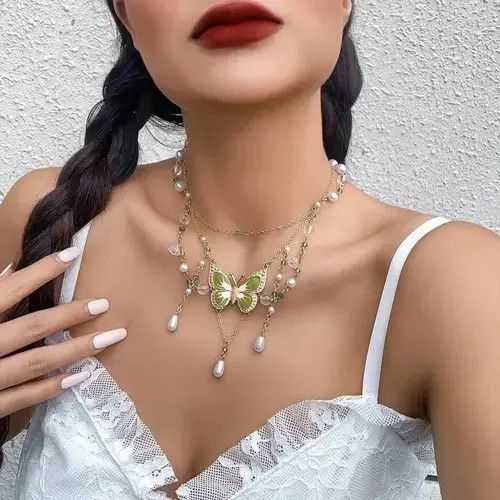 Japanese Brand × Vintage 2Pcs Kpop Multilayer Lovely Butterfly Pendan Size ONE SIZE - 1 Thumbnail