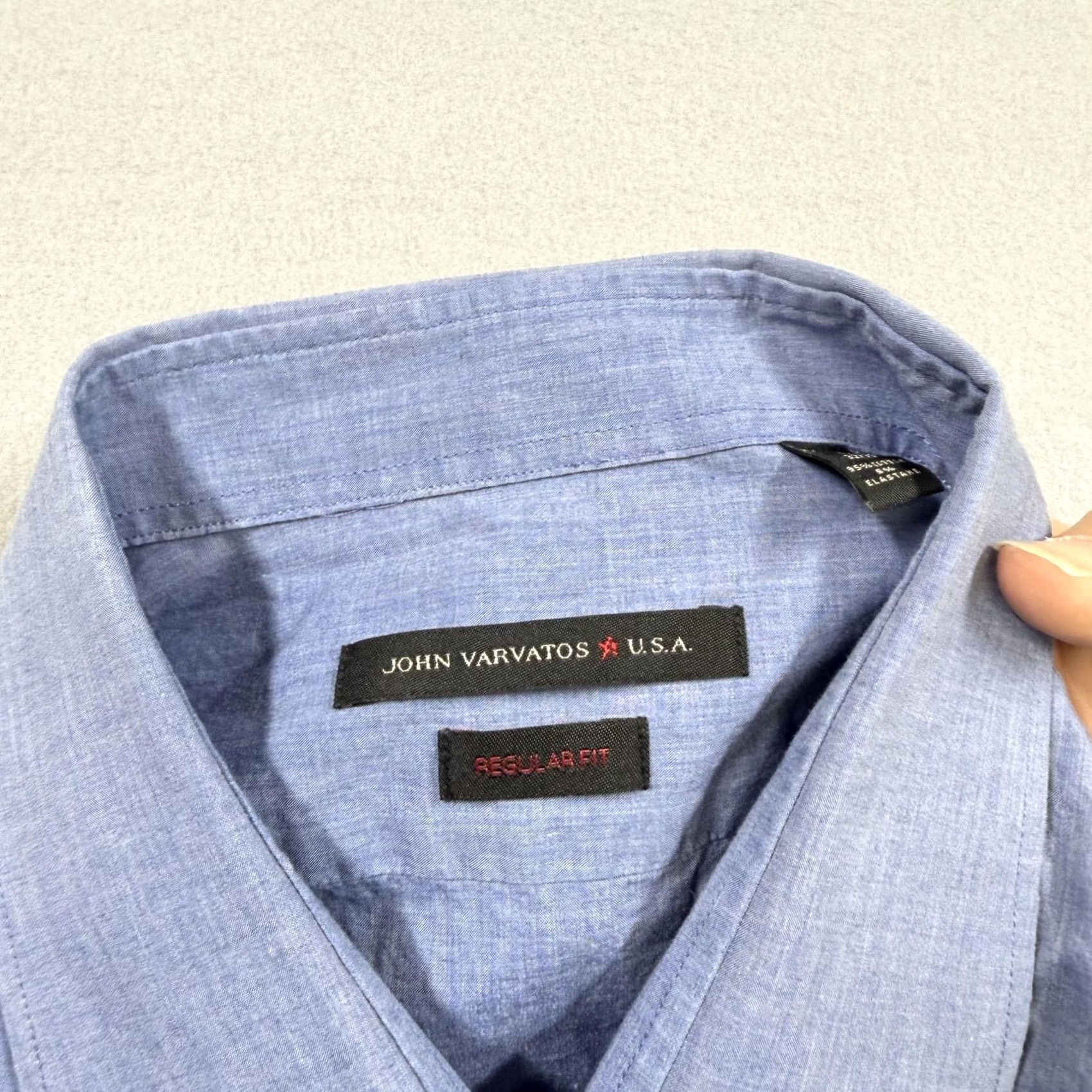 John Varvatos John Varvatos Shirt Mens XL Blue Chambray Long Sleeve Button Up Casual Size US XL / EU 56 / 4 - 3 Thumbnail