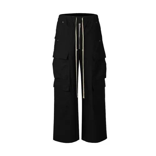 Vintage Wide Leg Drawstring Black Cargo Pants Unisex Size US 31 - 4 Thumbnail